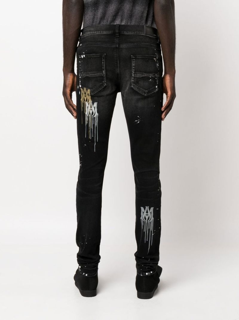 paint splatter-blend skinny-cut jeans - 4