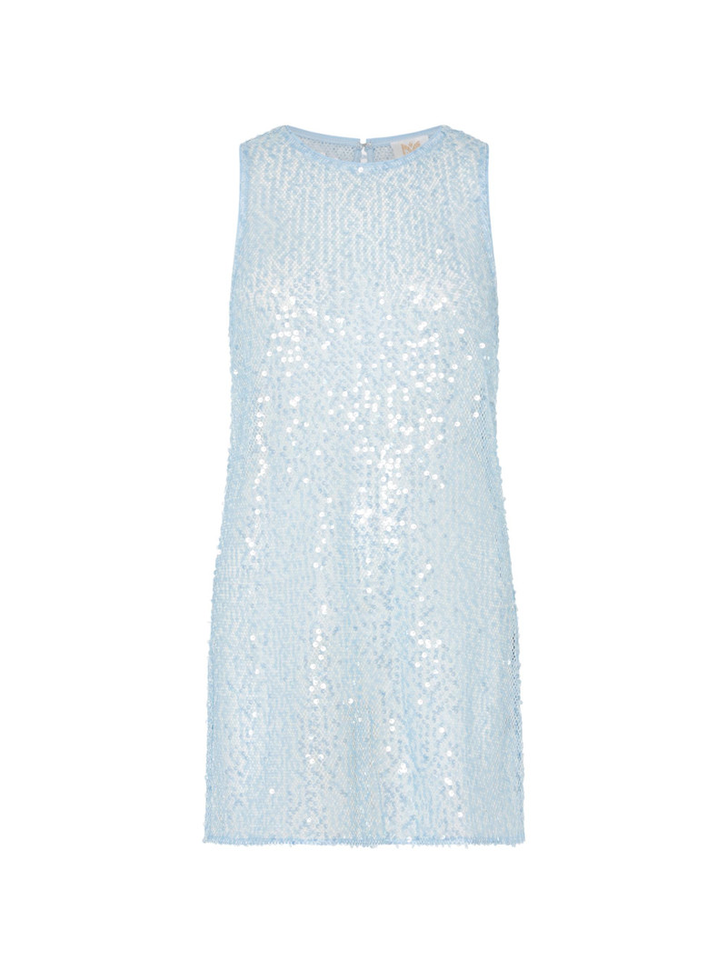 Women's Sequined Mesh Mini Coverup Dress - Blue 1