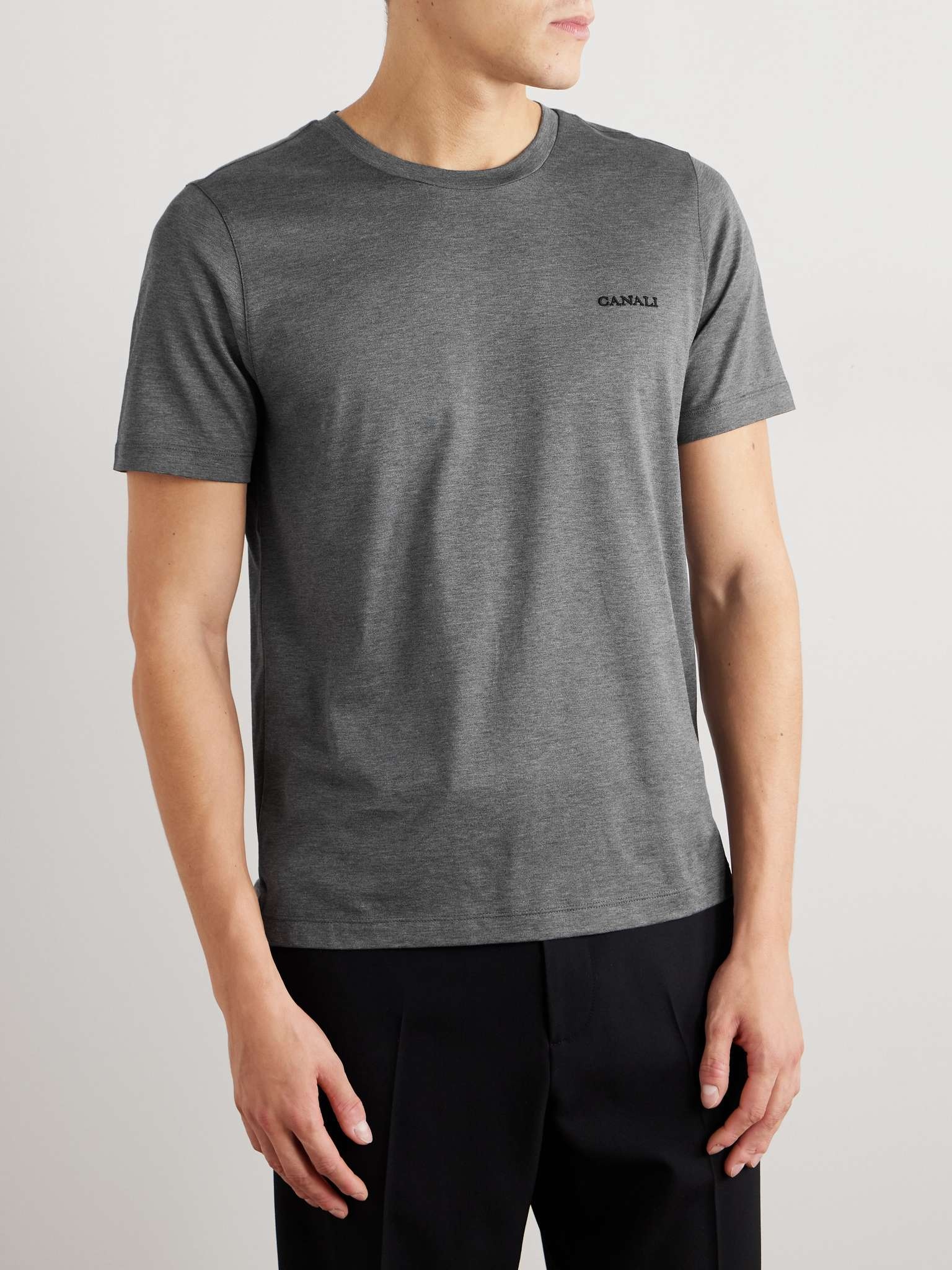 Logo-Embroidered Printed Cotton and Silk-Blend Jersey T-Shirt - 4