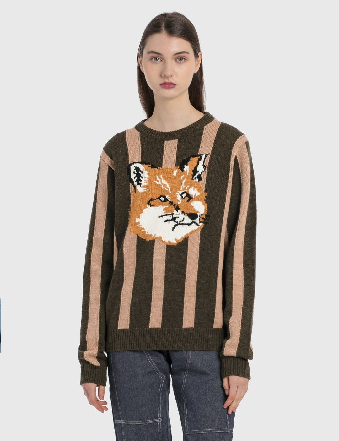 Jacquard Fox Head Stripe Pullover - 1