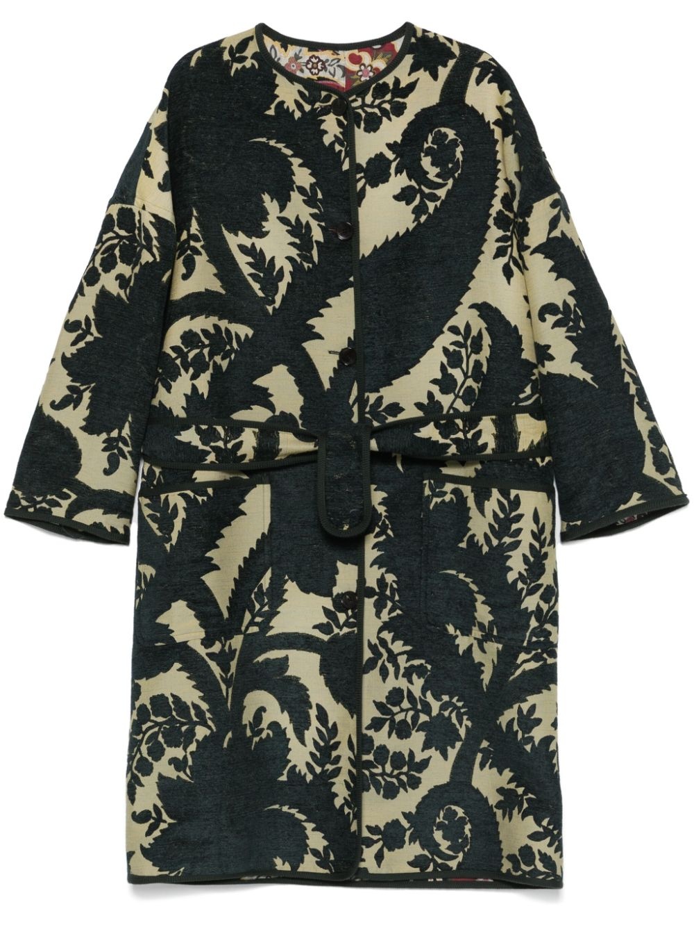 floral-jacquard coat - 1