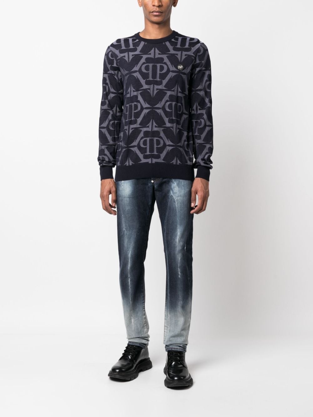 distressed straight-leg jeans - 2