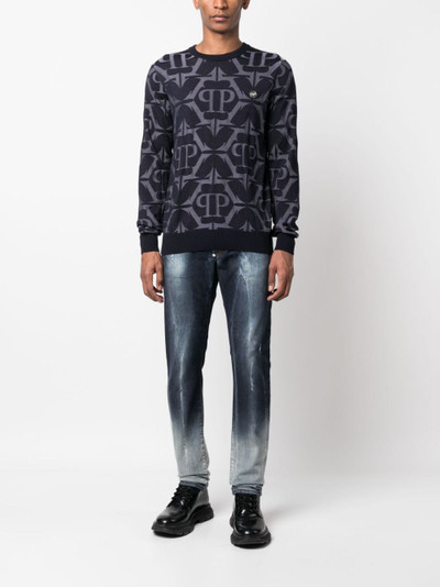 PHILIPP PLEIN distressed straight-leg jeans outlook