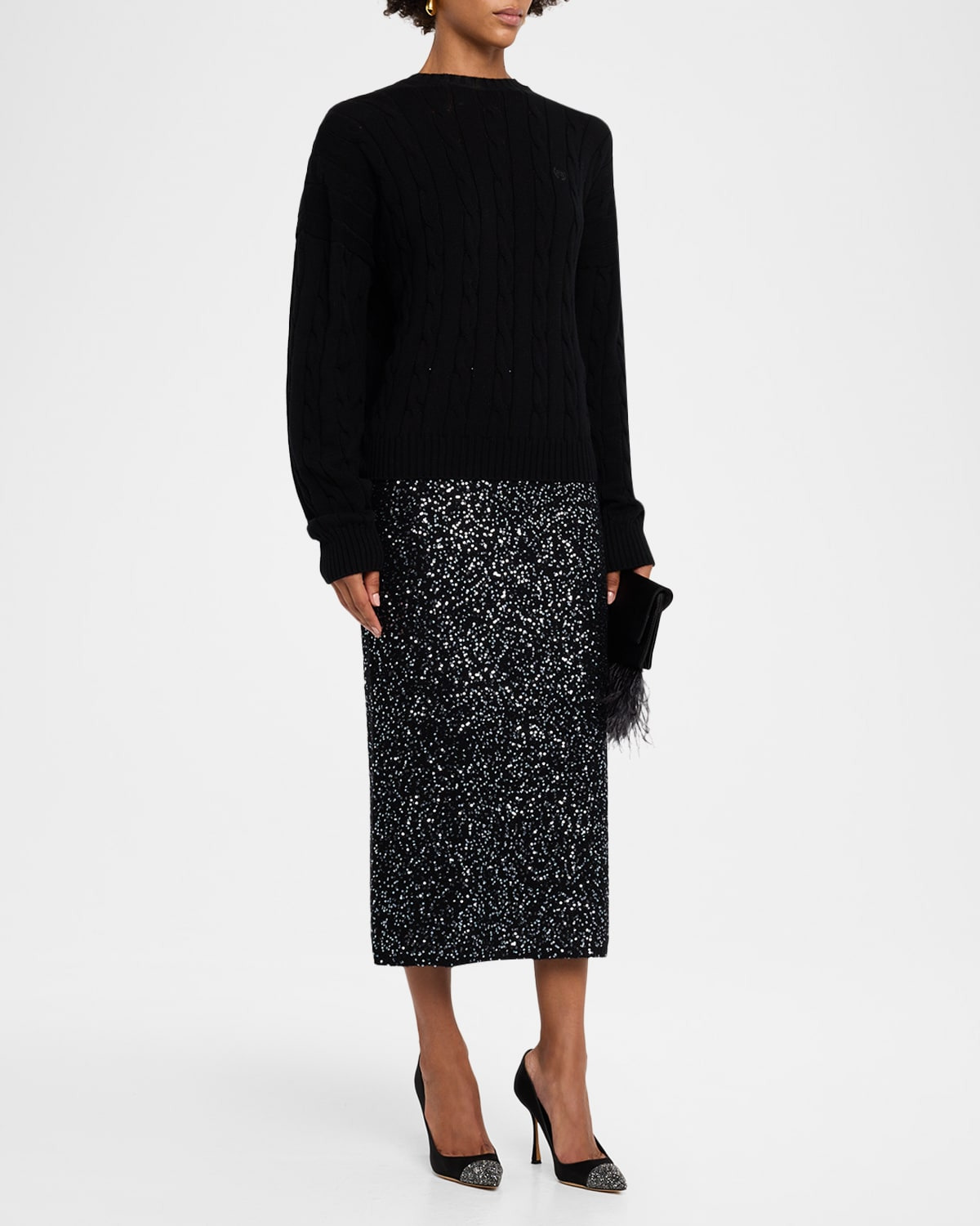 Sequined Knit Pencil Skirt - 2