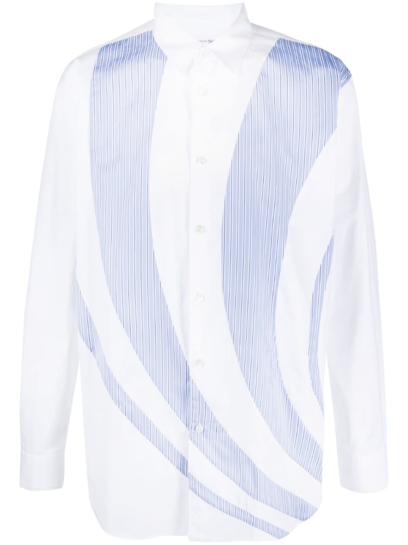 stripe-panelling cotton shirt - 1