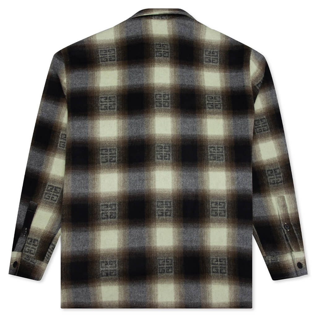 GIVENCHY CLASSIC FIT ALL OVER PRINT L/S OVERSHIRT - KHAKI/BLACK - 2