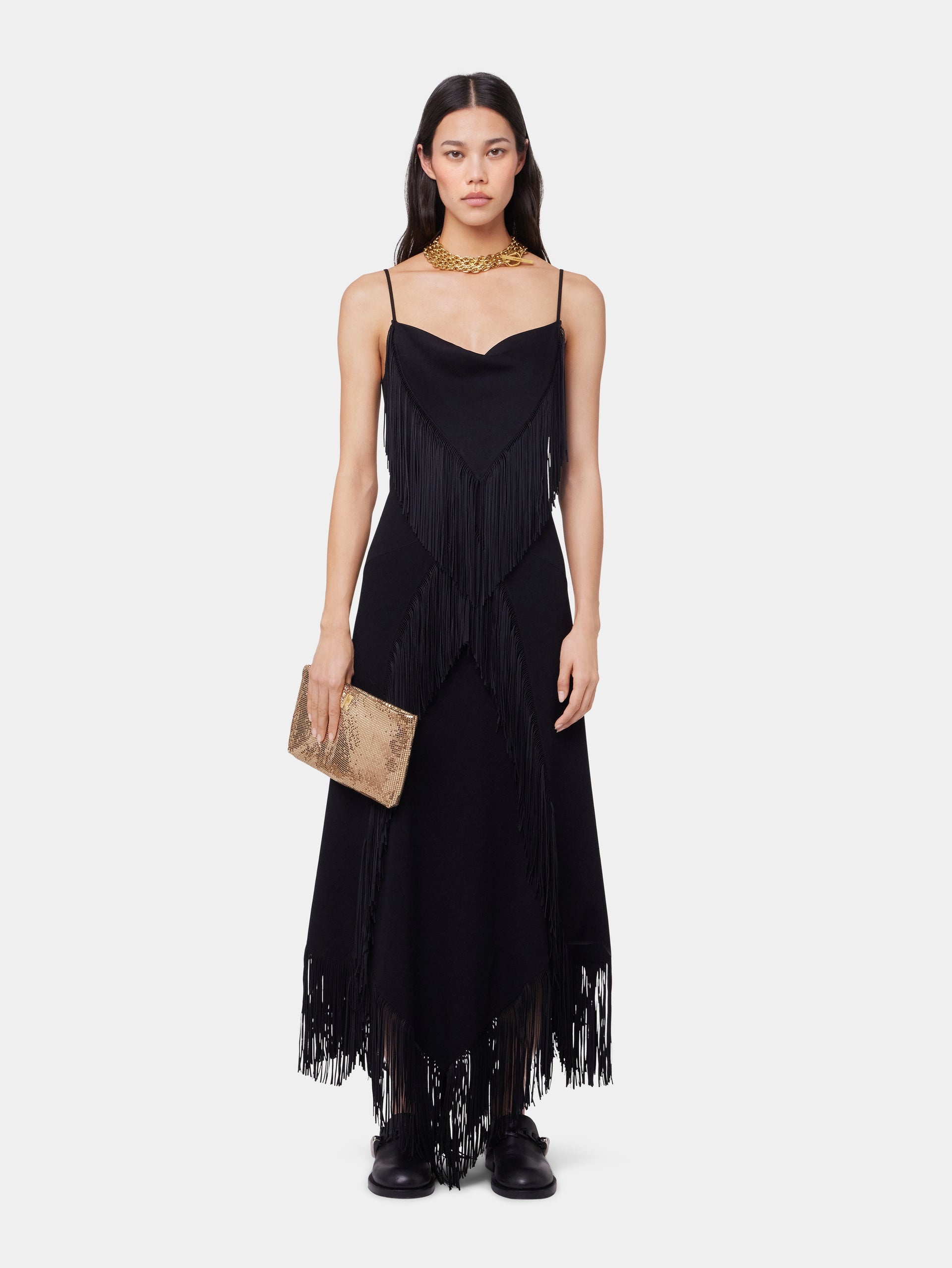BLACK LONG DRESS IN CREPE - 2