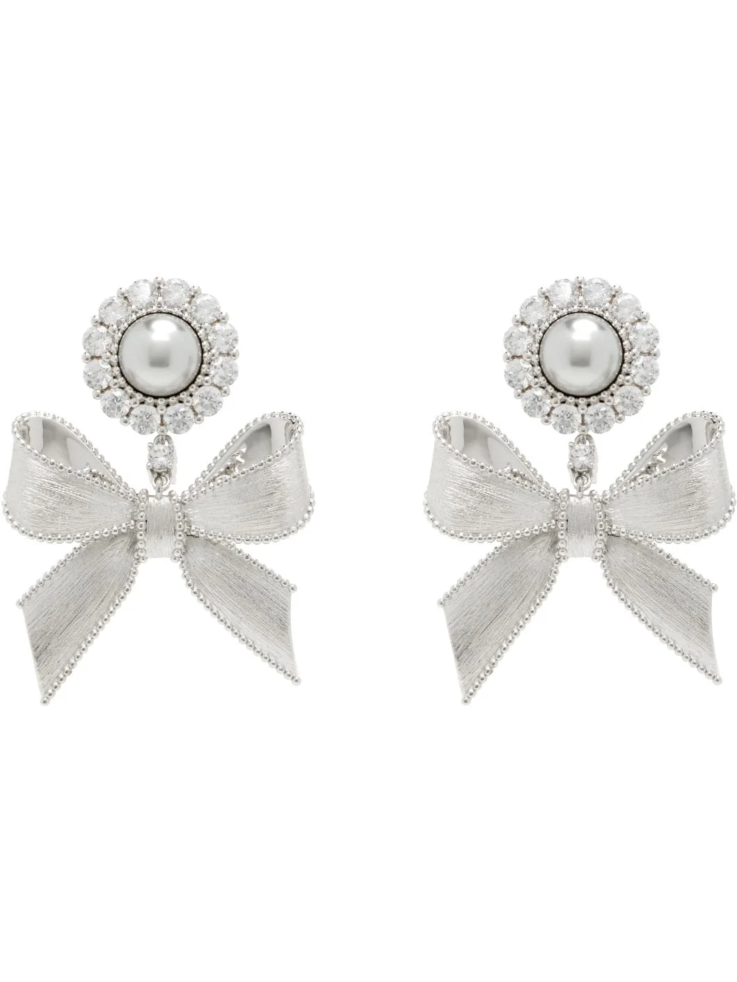YVMIN Edition Bowknot Faux-Pearl Flower Earrings - 1
