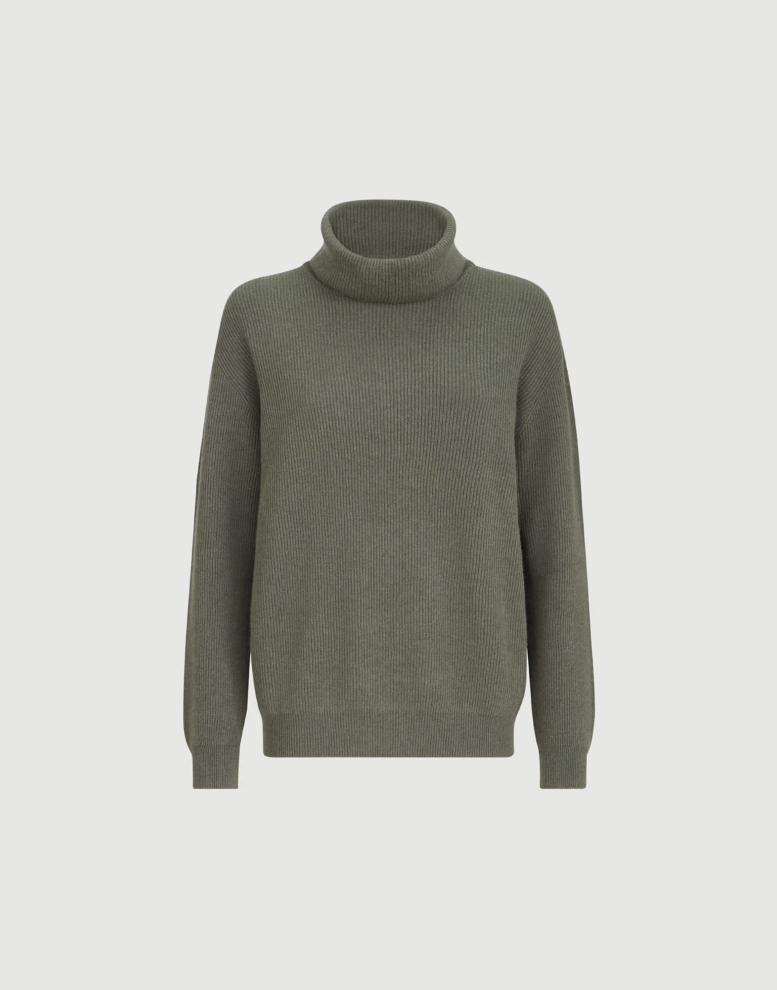 Cashmere English rib turtleneck sweater with monili - 1