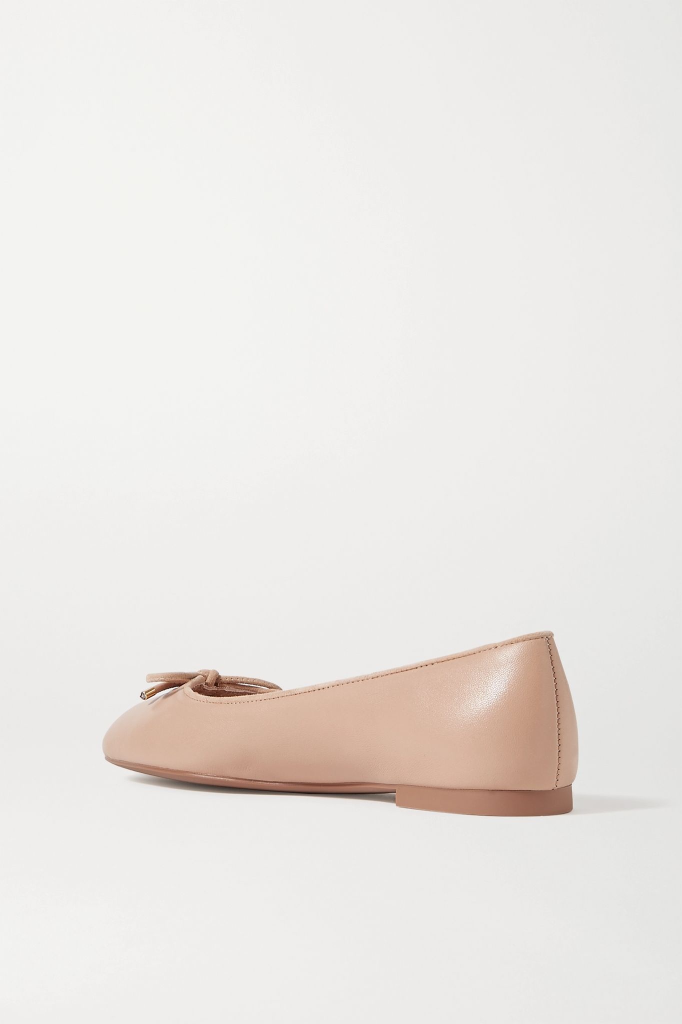 Gabby bow-embellished suede-trimmed leather ballet flats - 4