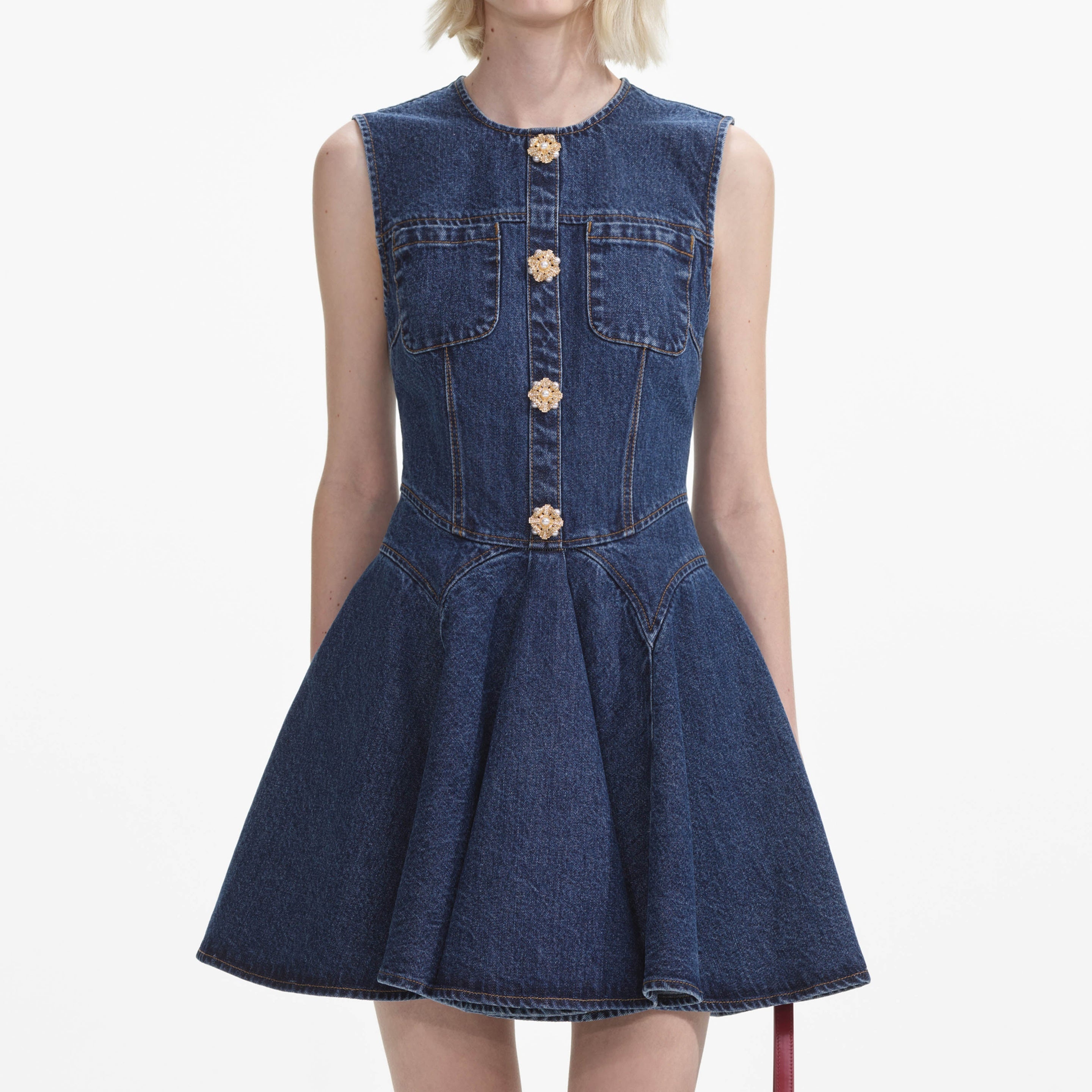 Denim Skater Mini Dress - 4