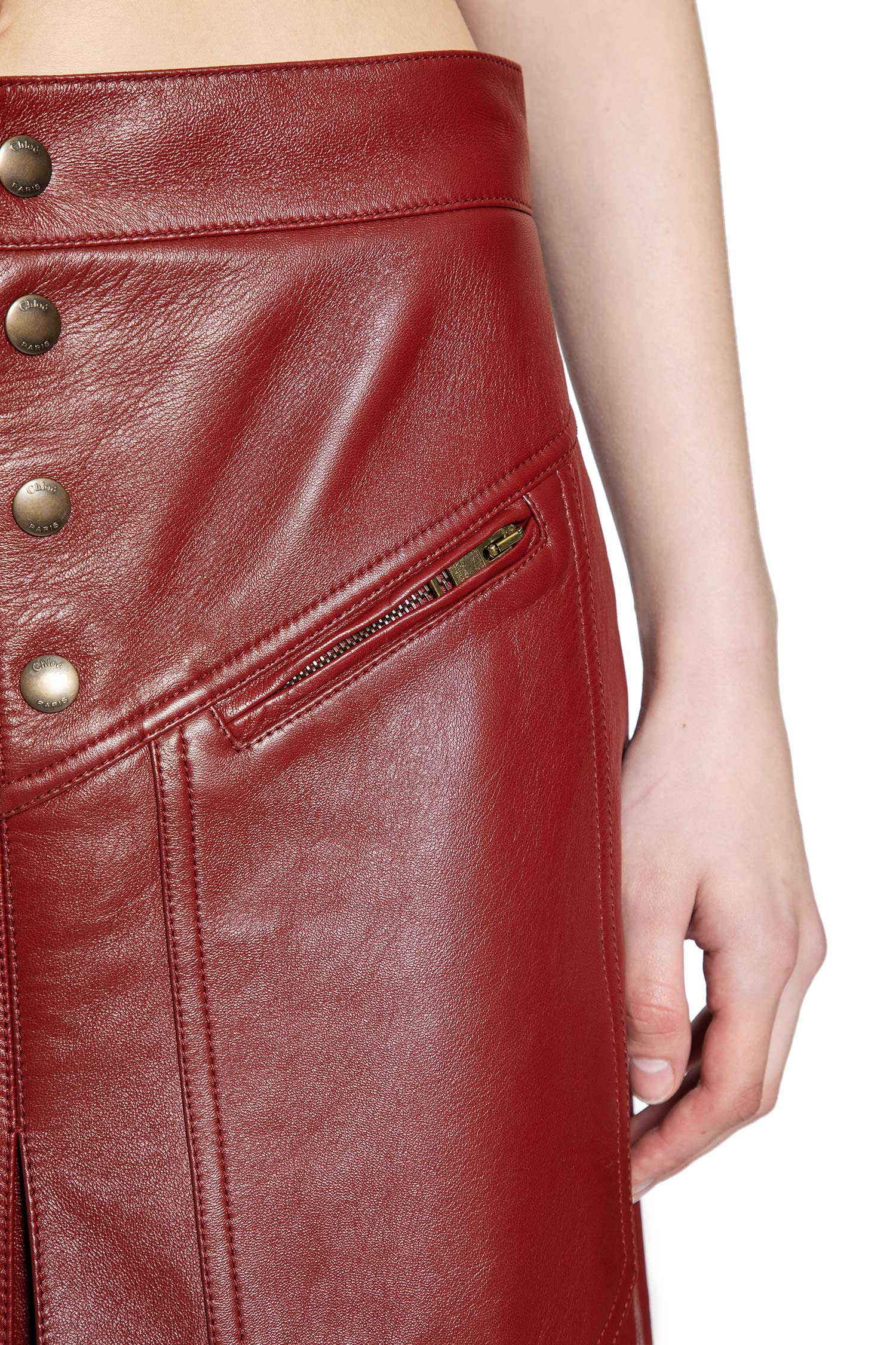 Knee-length Skirt In Leather - 5