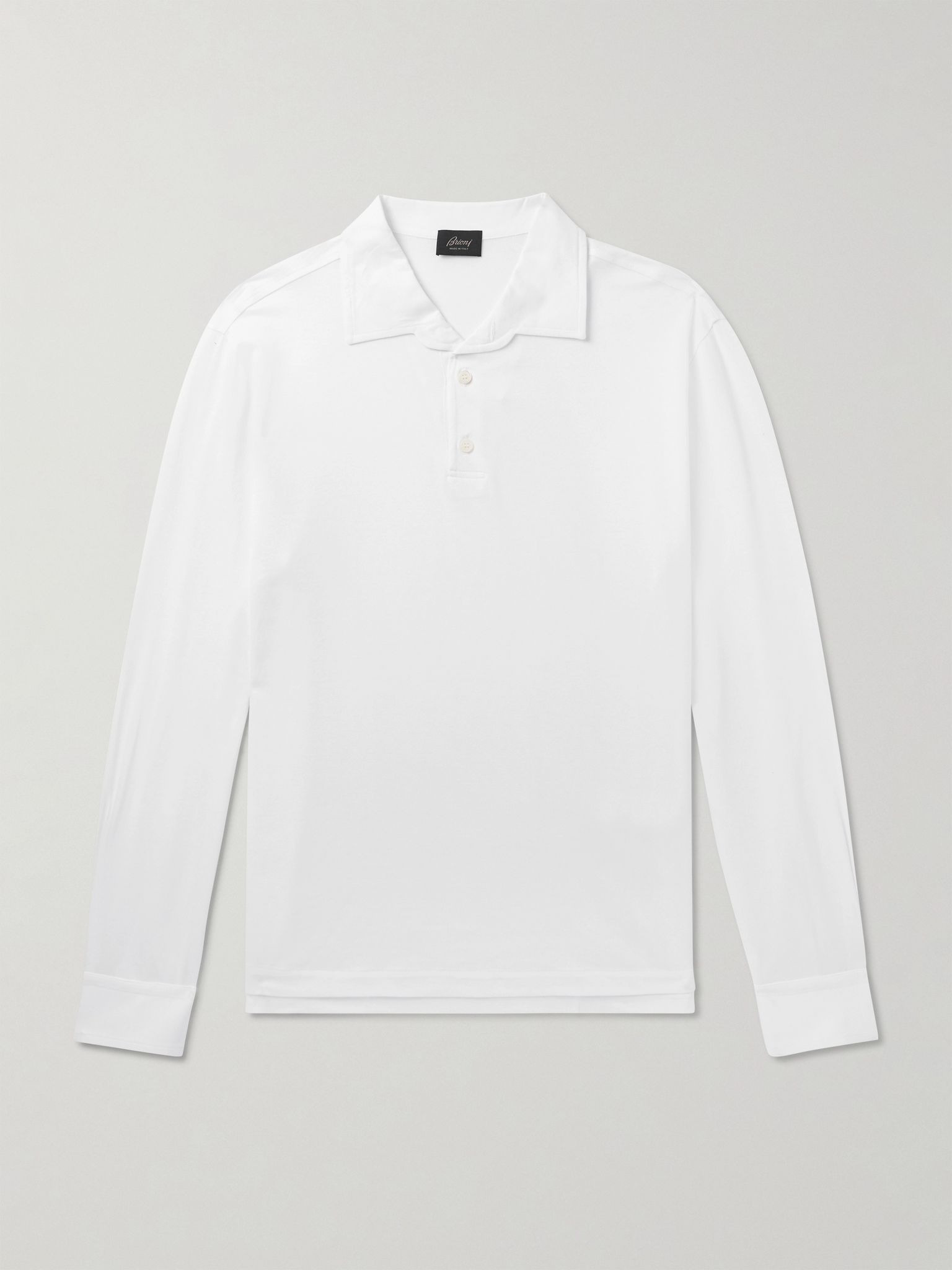 Slim-Fit Cotton Polo Shirt White - 1