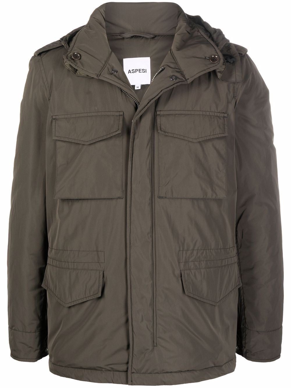 hooded four-pocket padded jacket - 1