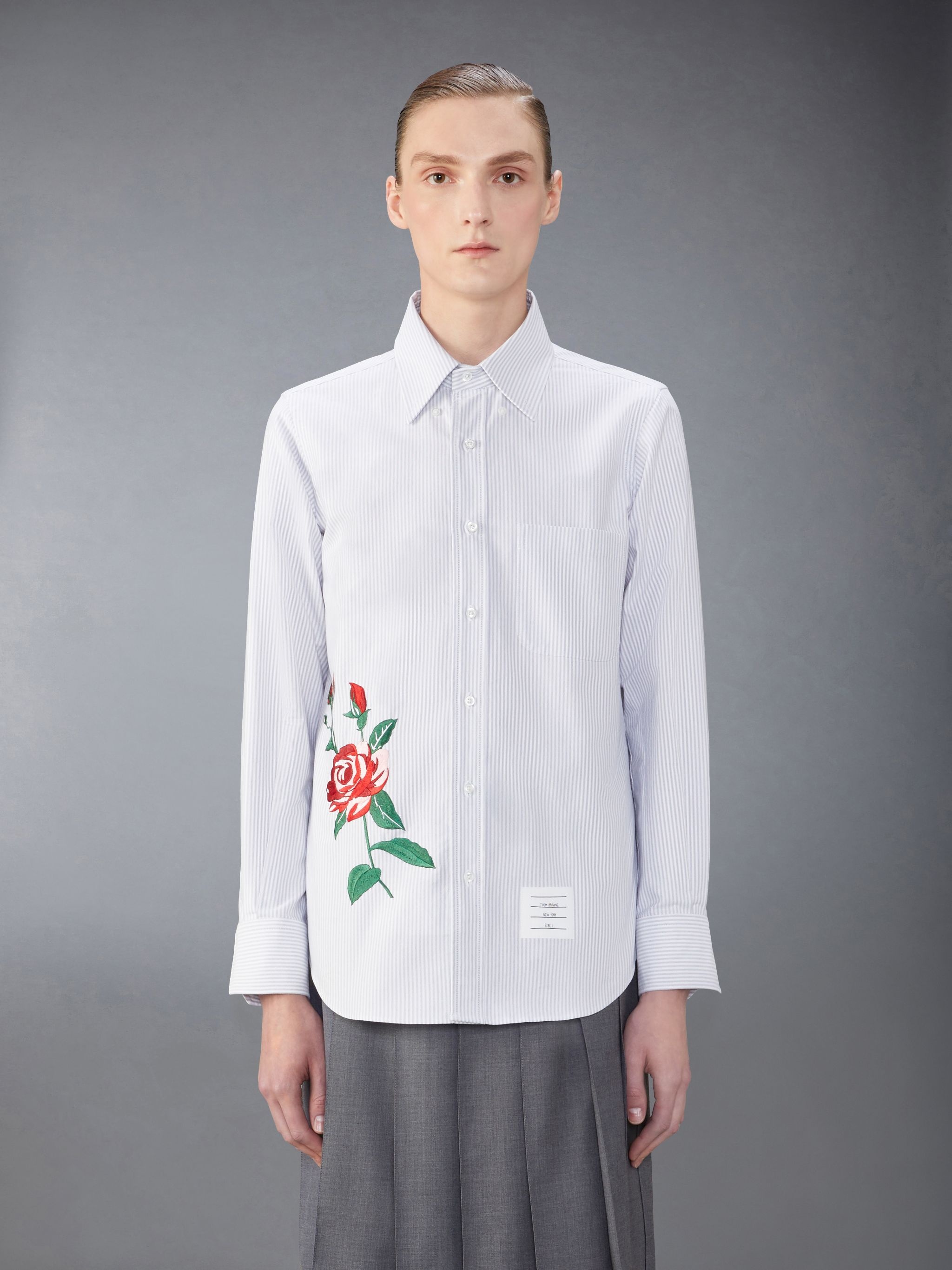 Thom Browne Stripe Oxford Rose Shirt | REVERSIBLE