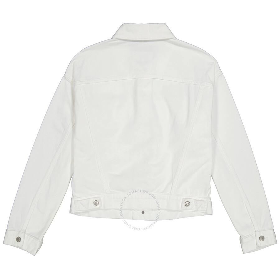 MM6 Ladies White Cut-out Detail Denim Jacket - 5