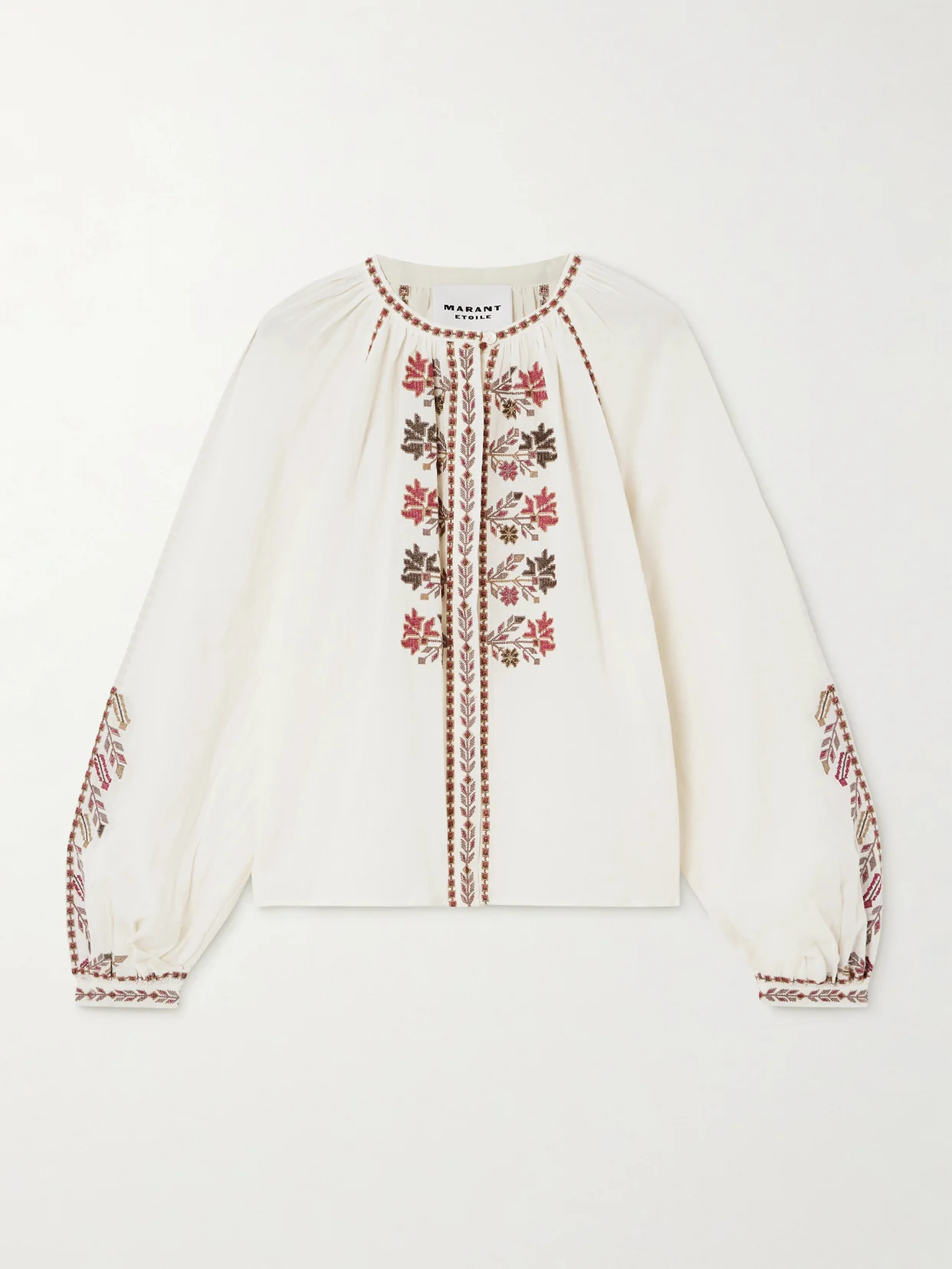 Lynne Embroidered Cotton-gauze Blouse - 1