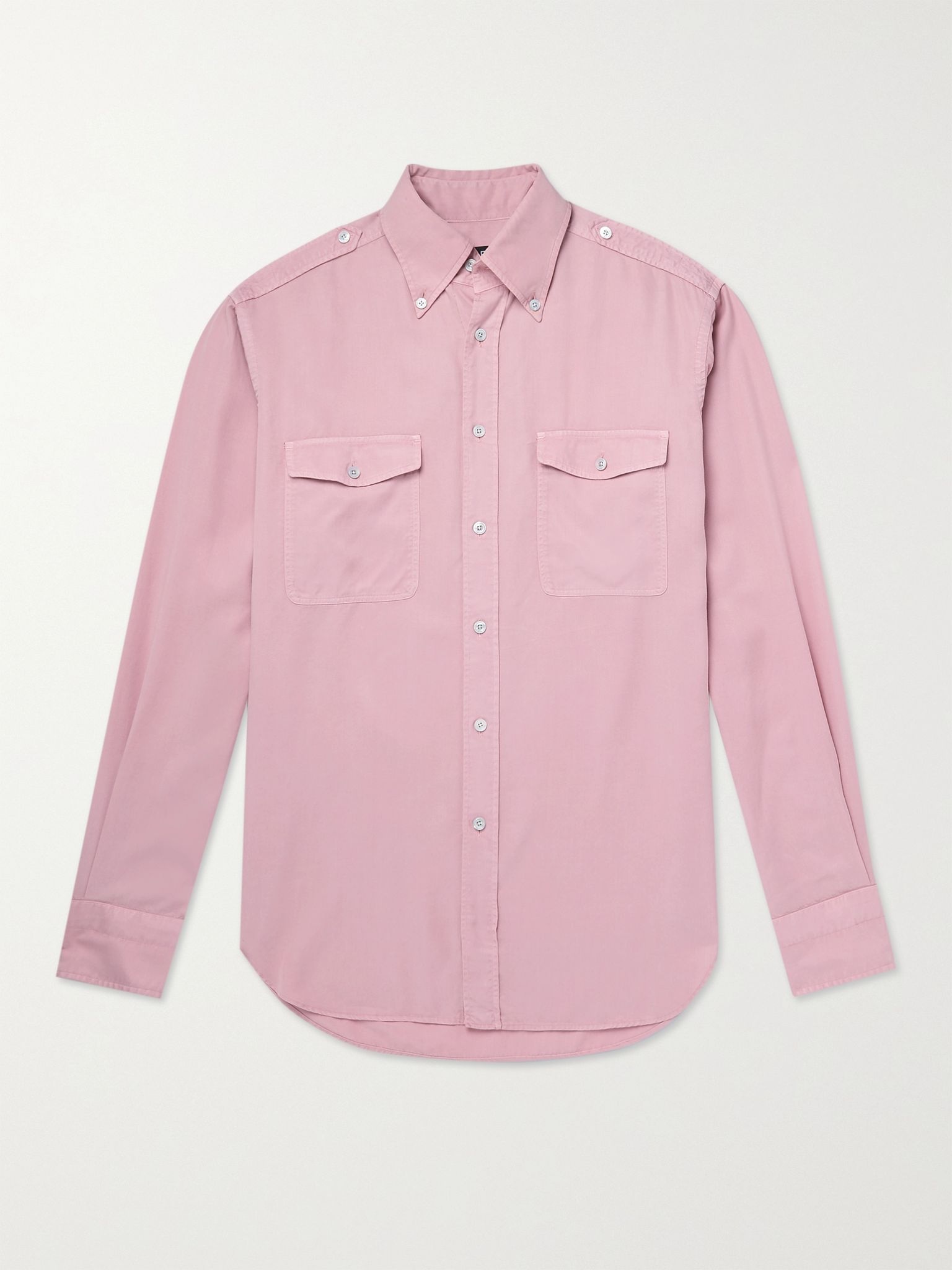 Button-Down Collar Lyocell Shirt - 1