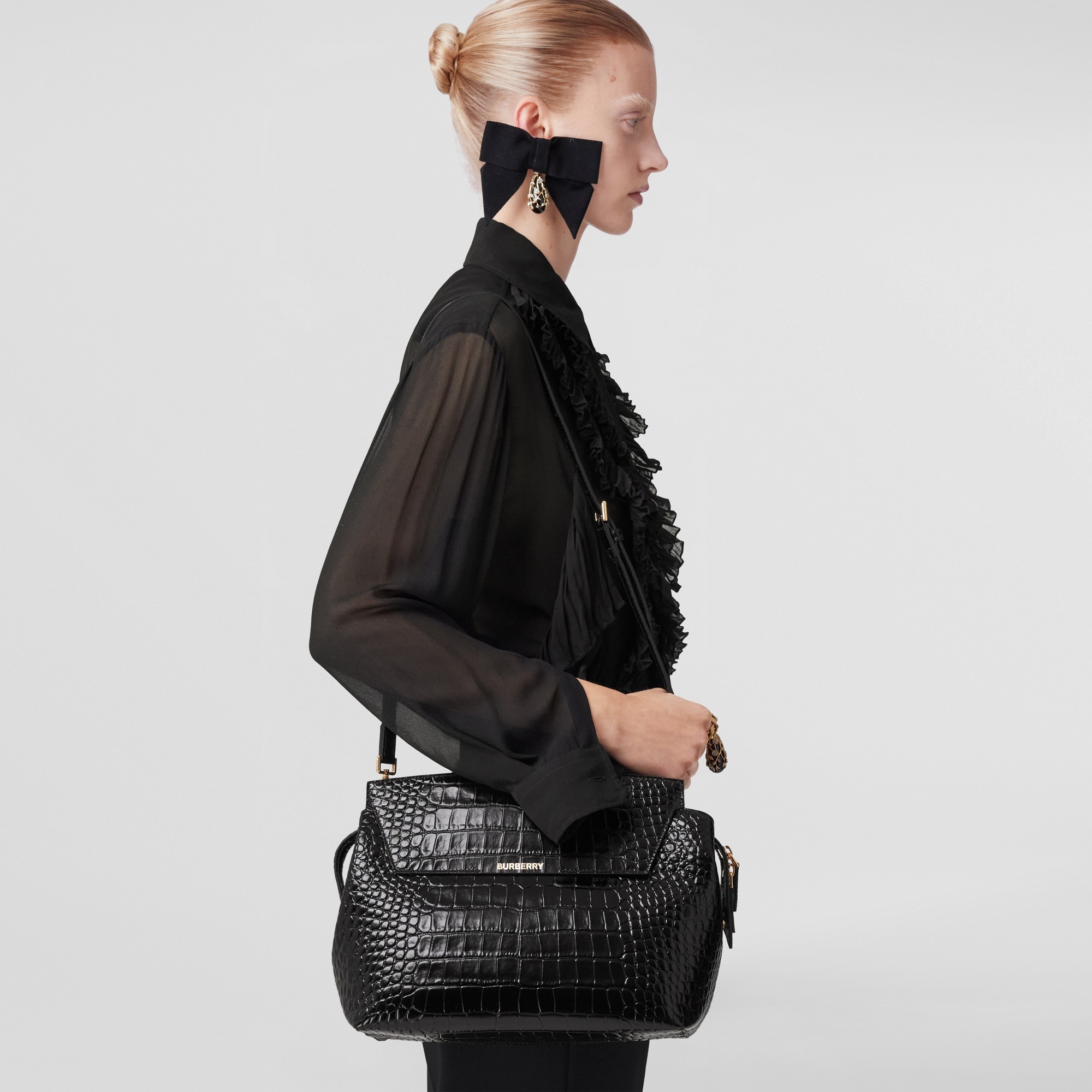 Embossed Leather Medium Catherine Bag - 3