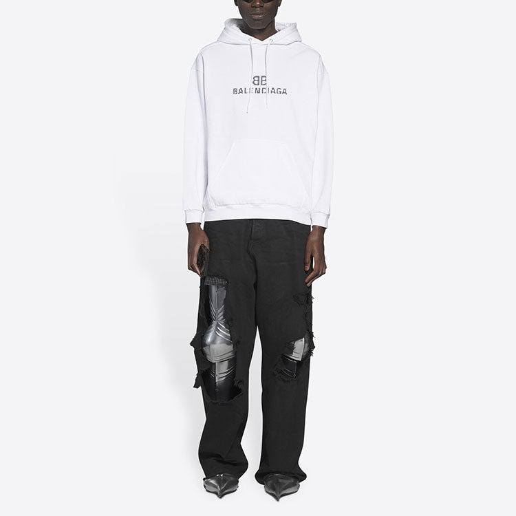 Balenciaga BB Pixel Medium Fit Hoodie 'White' 600583TKVI89040 - 6