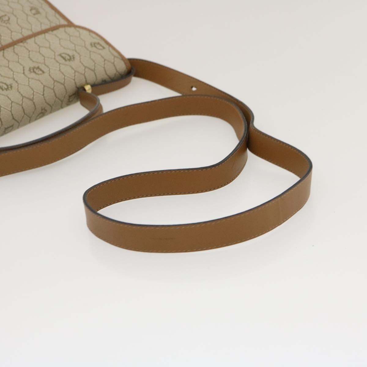 DIOR Honeycomb Canvas Hand Bag Leather Beige - 8