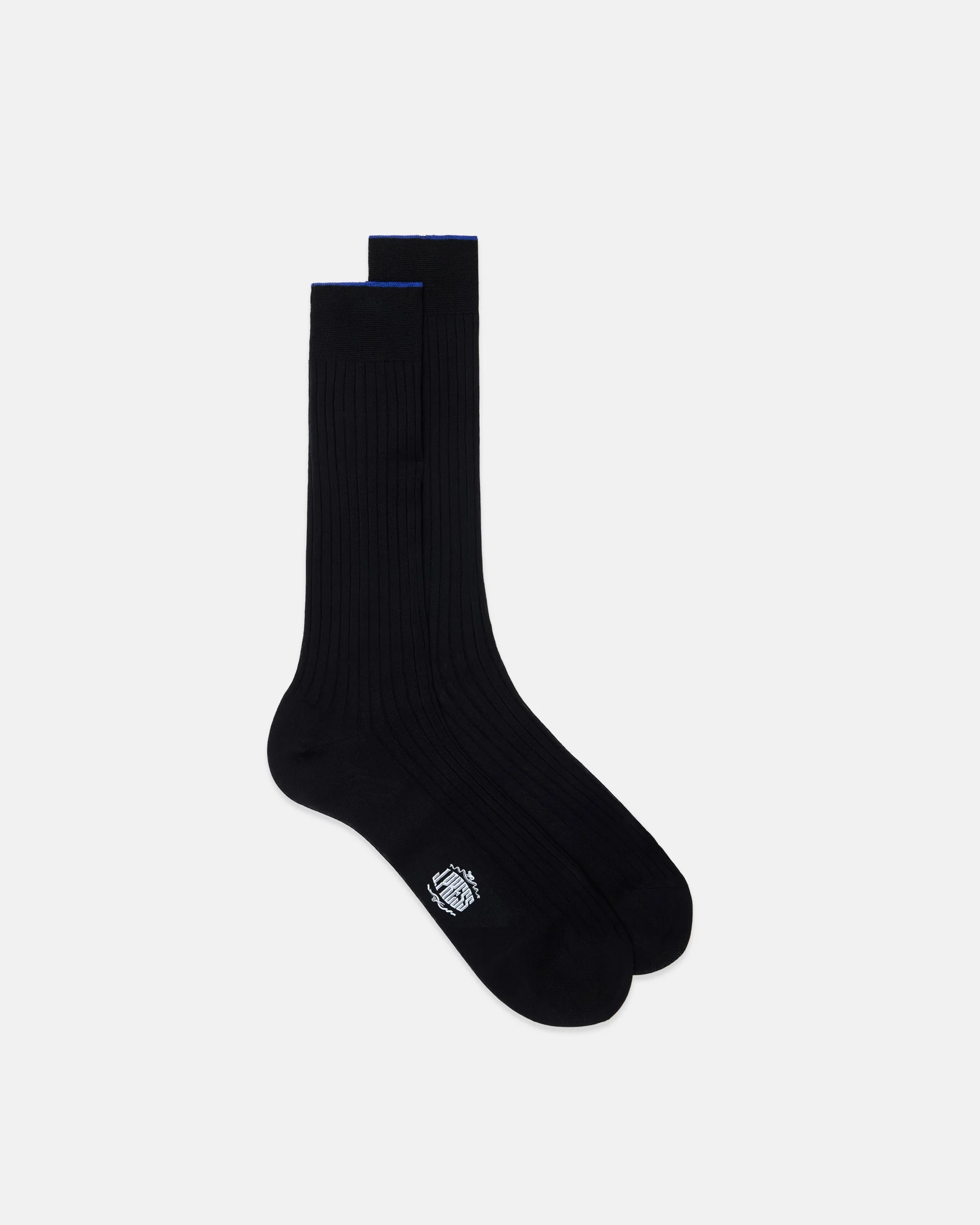 MADE-IN-ITALY BLACK MID-CALF COTTON SOCKS - 1