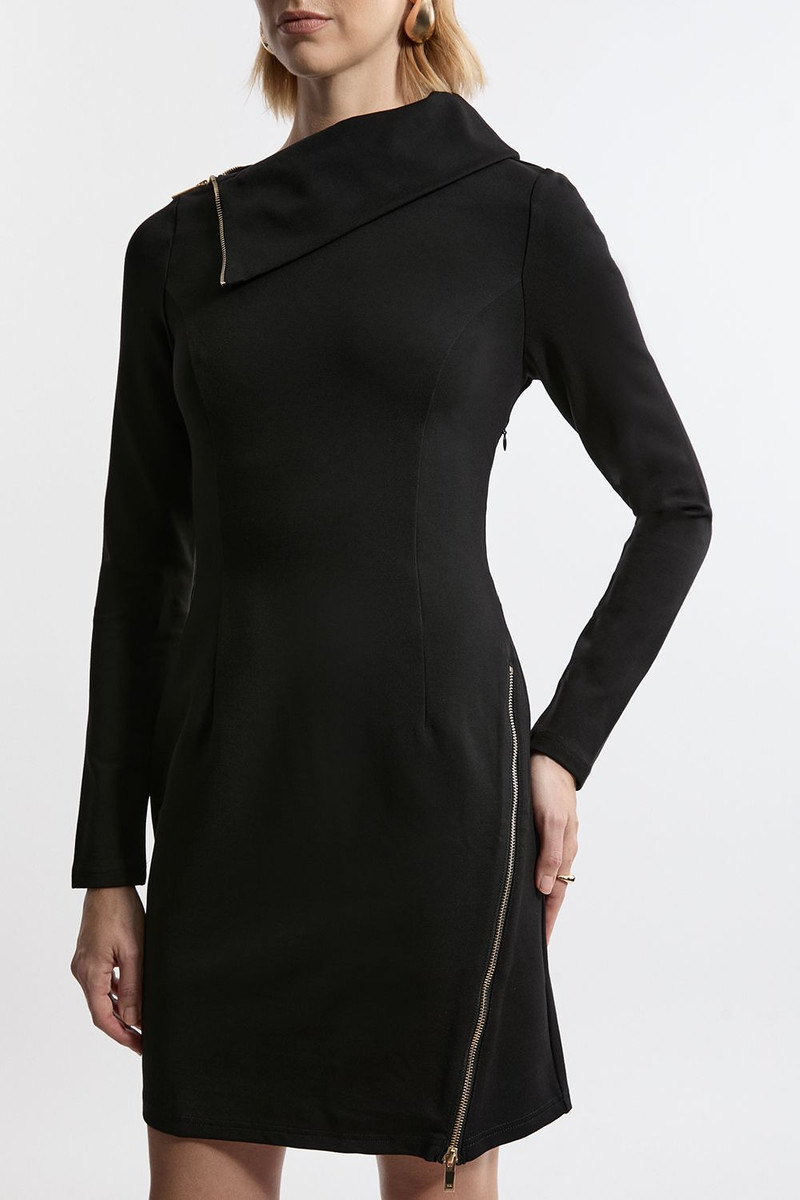 Ponte Zip Neck Mini Dress 3