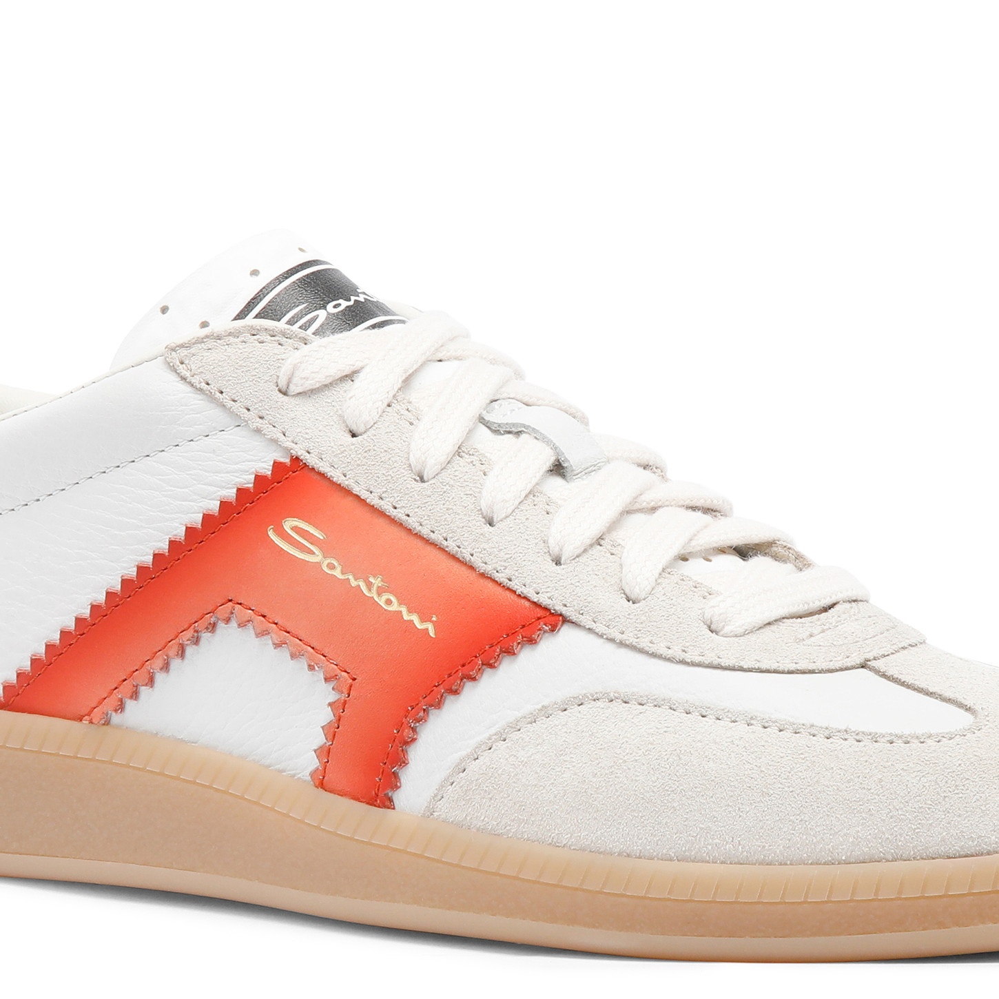Santoni Women's white, orange and green leather and suede