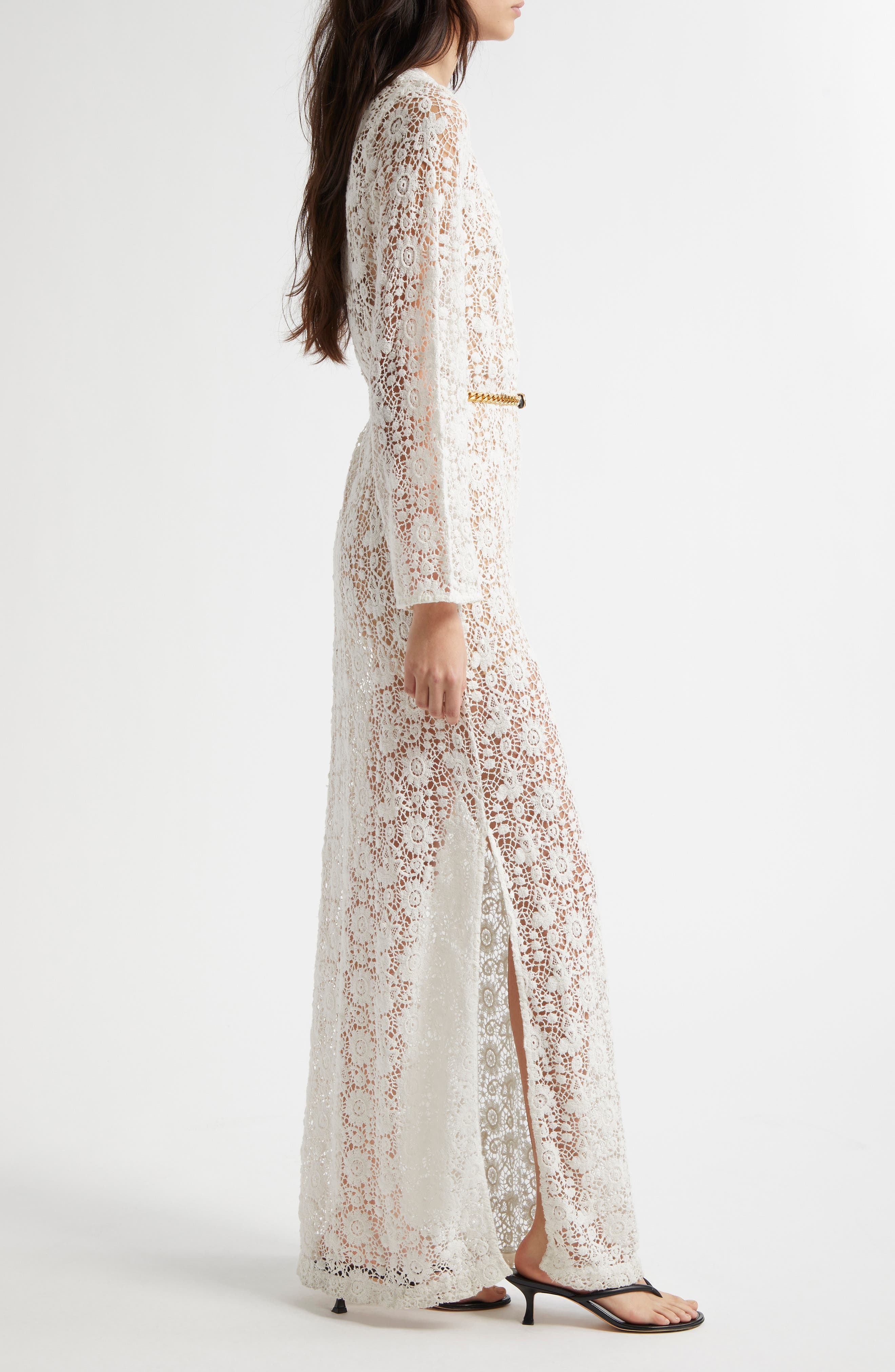 Nili Lotan Della Lace Long Sleeve Midi Dress in Ivory at Nordstrom - 3