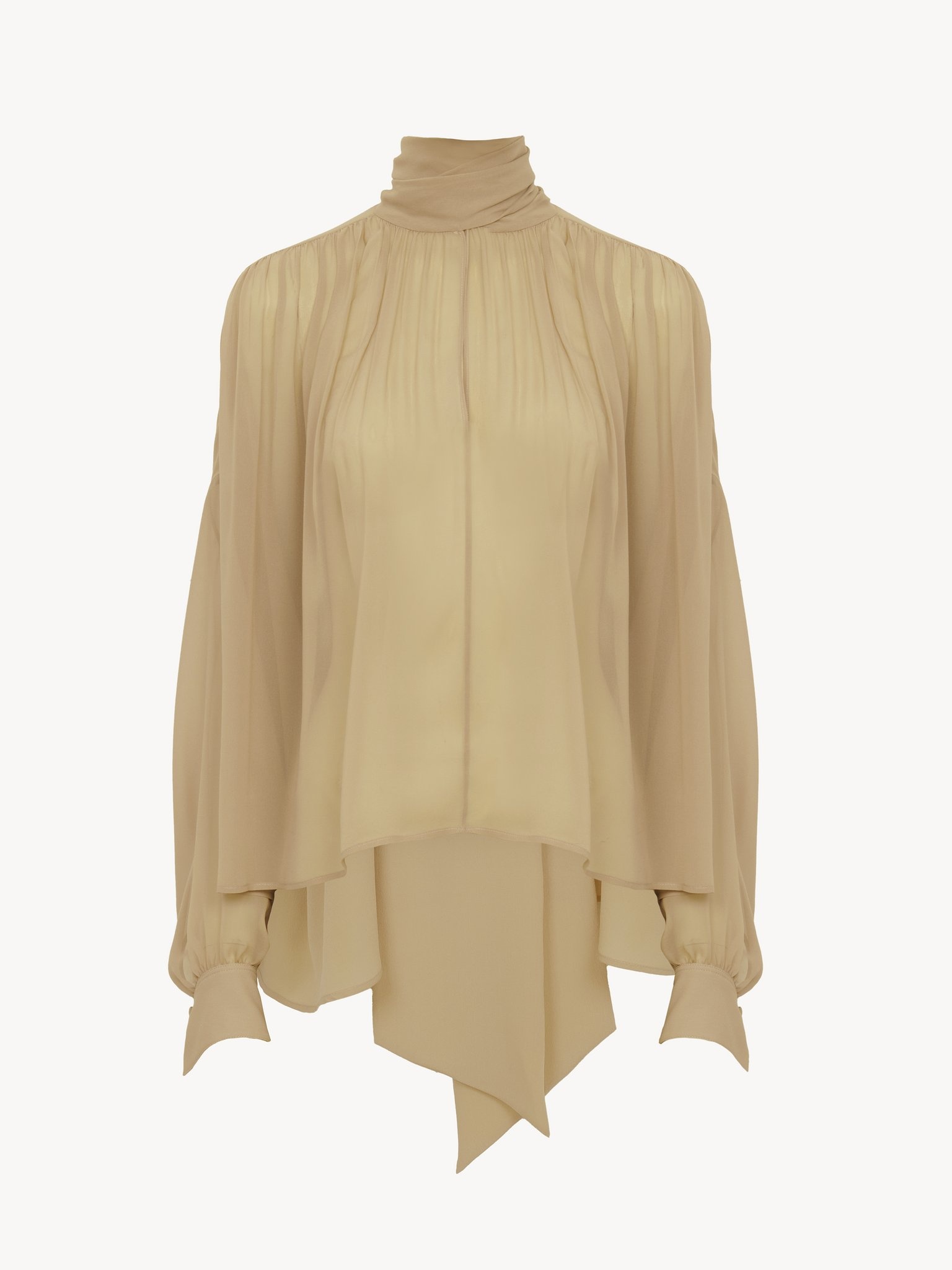 BOXY LAVALLIÈRE BLOUSE IN SILK GEORGETTE - 2