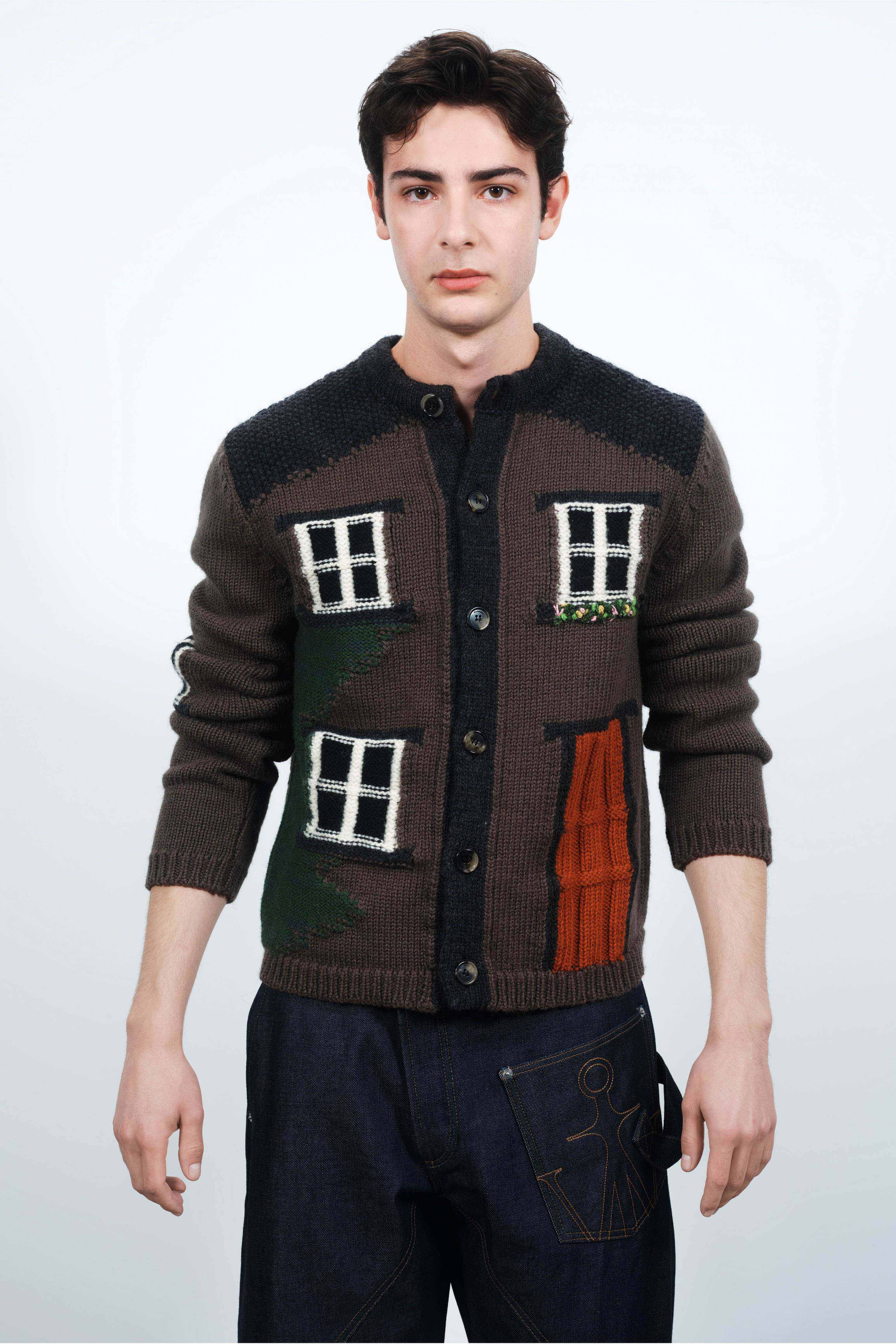 HOUSE POLO CARDIGAN IN CHESTNUT BROWN - 5
