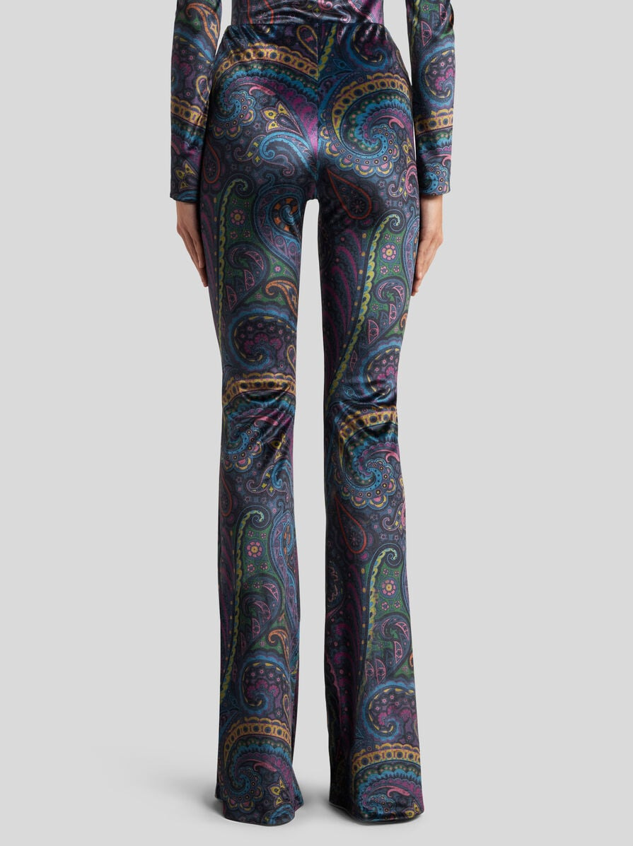 FLARED PRINTED CHENILLE TROUSERS - 5