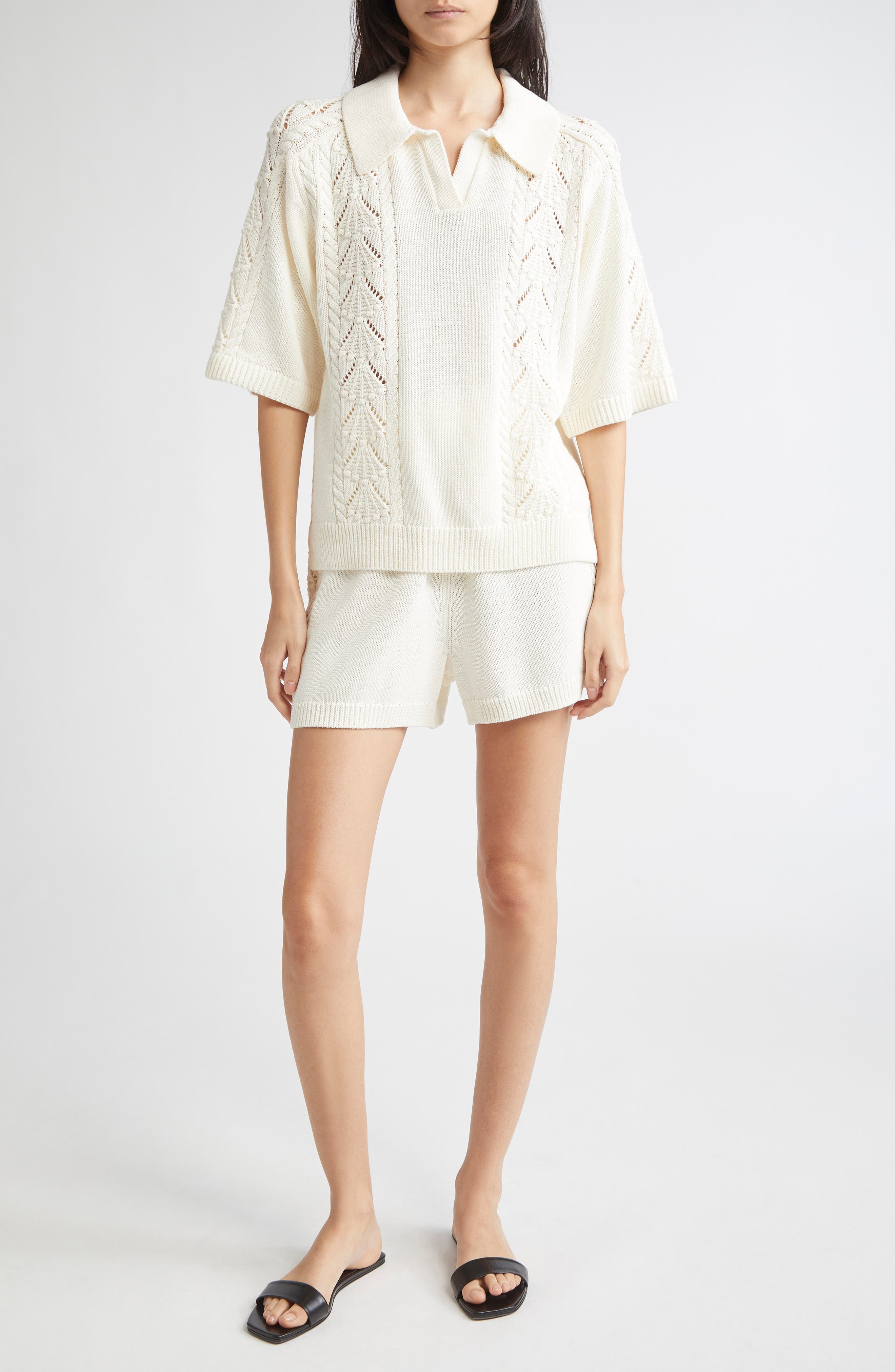 LOULOU DE SAISON Andel Sweater Shorts in Ivory at Nordstrom - 2