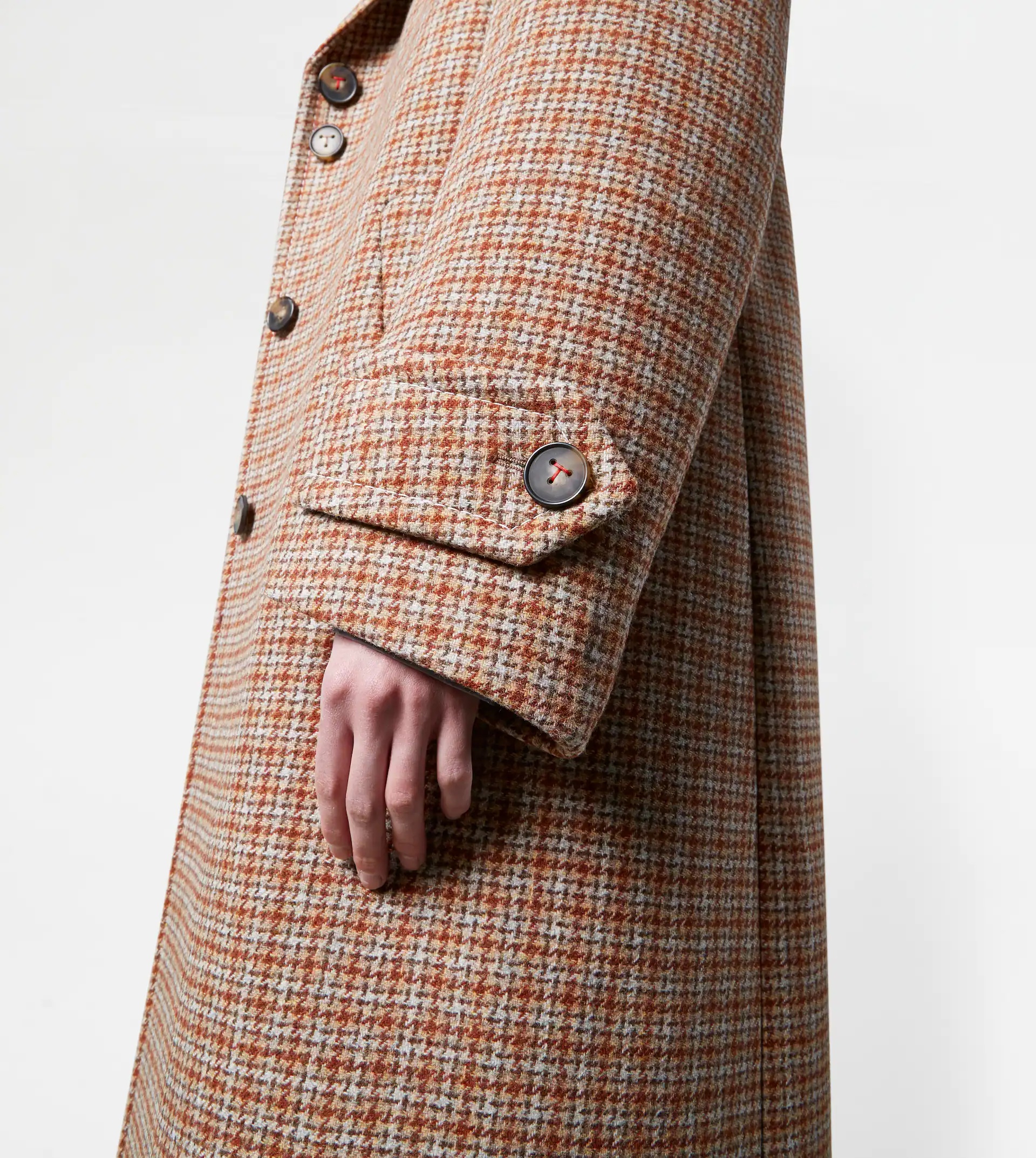 WOOL COAT - BROWN, LIGHT BLUE - 5