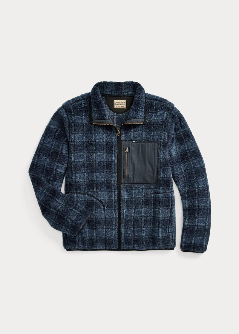 Plaid Wool-Blend Pile Fleece Jacket 1
