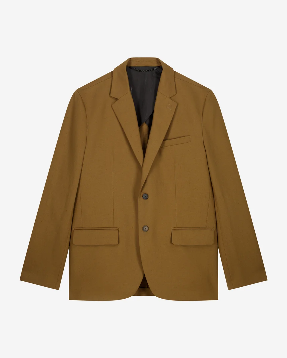COTTON LINEN BRONZE SUIT JACKET - 1