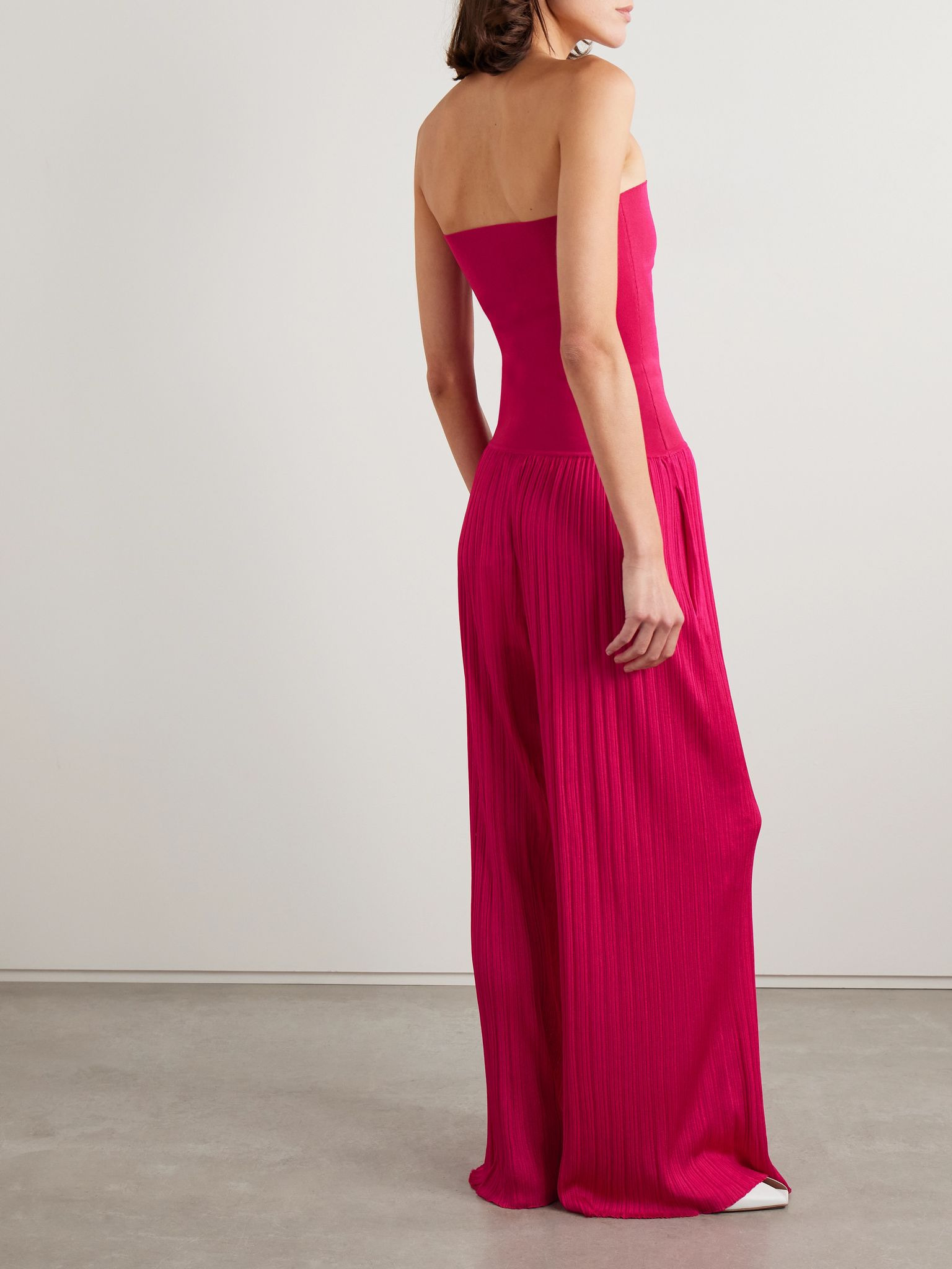 Strapless pleated stretch-knit jumpsuit Pink - 3