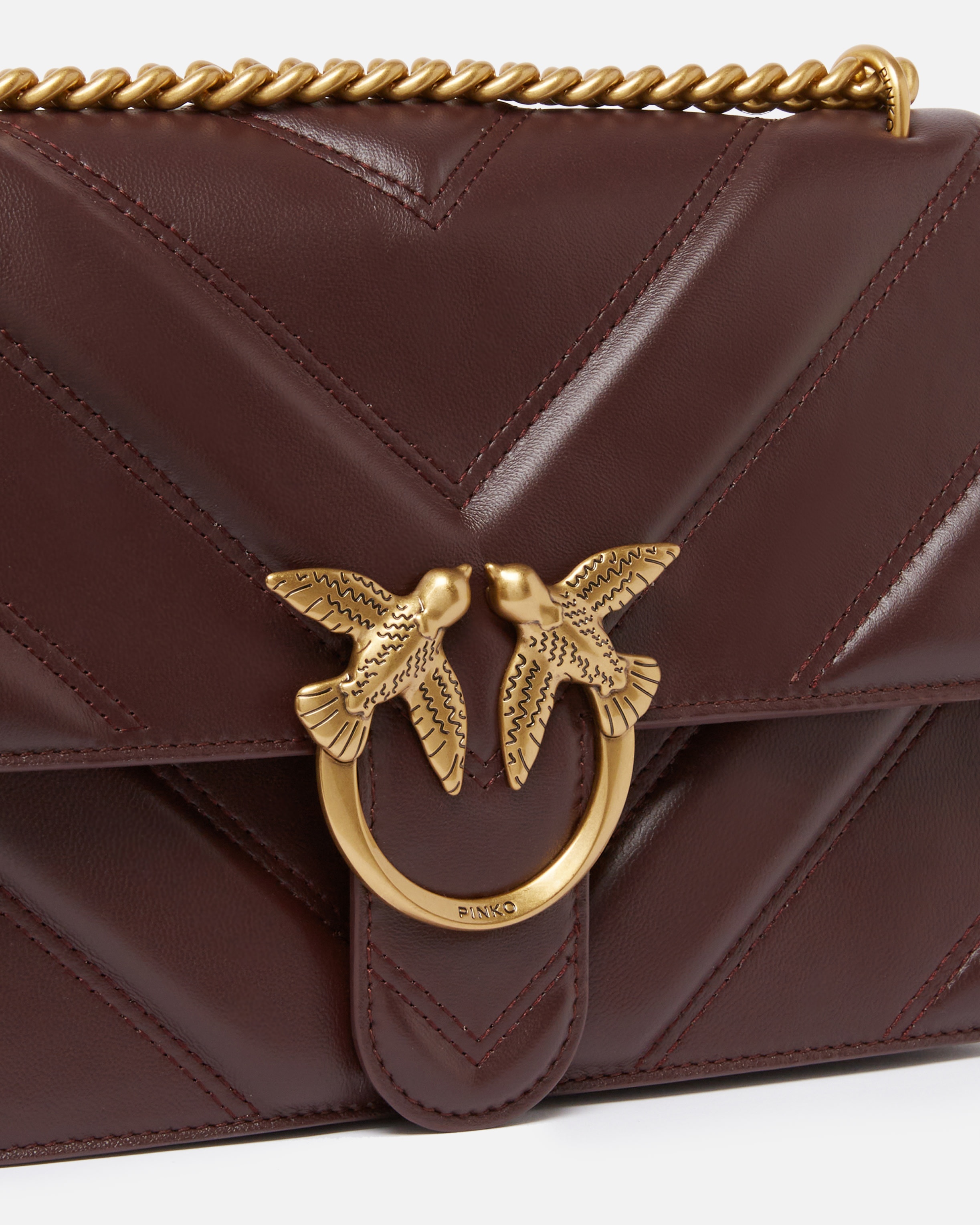 LOVE BAG QUILTED SHOULDER BAG WITH V-DESIGN AND LOGO - 3