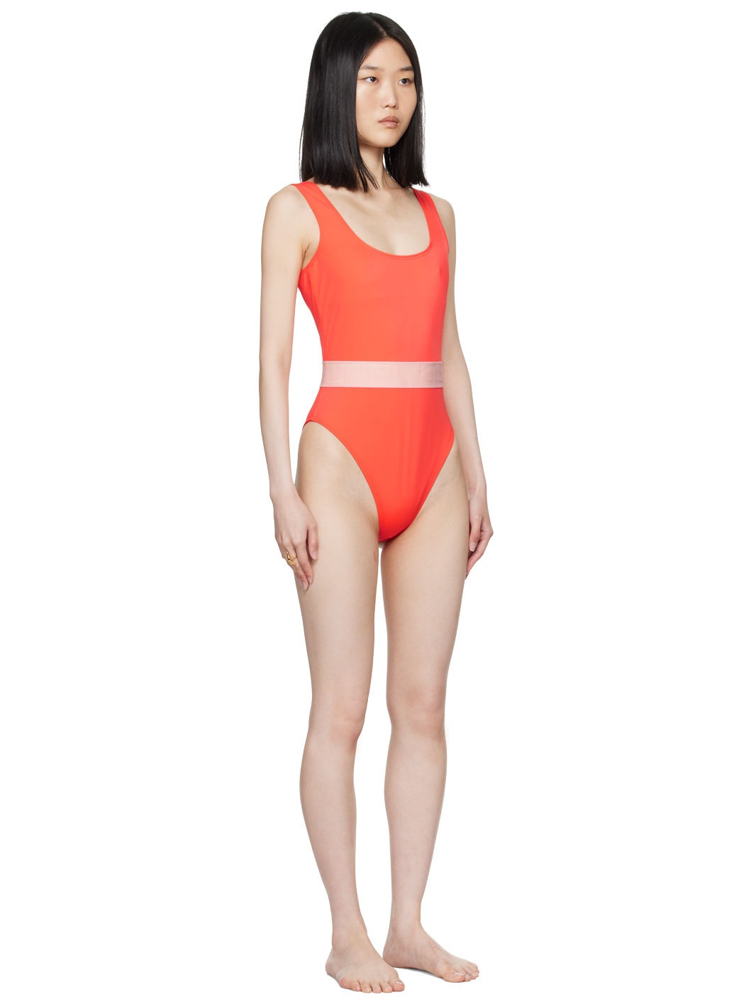 Orange Greca Border One-Piece Swimsuit - 2