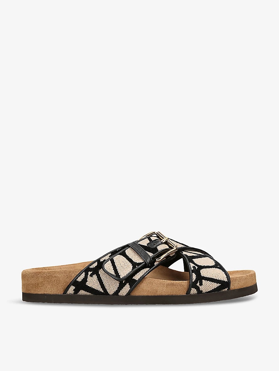 VLOGO-pattern double-strap woven sandals - 1