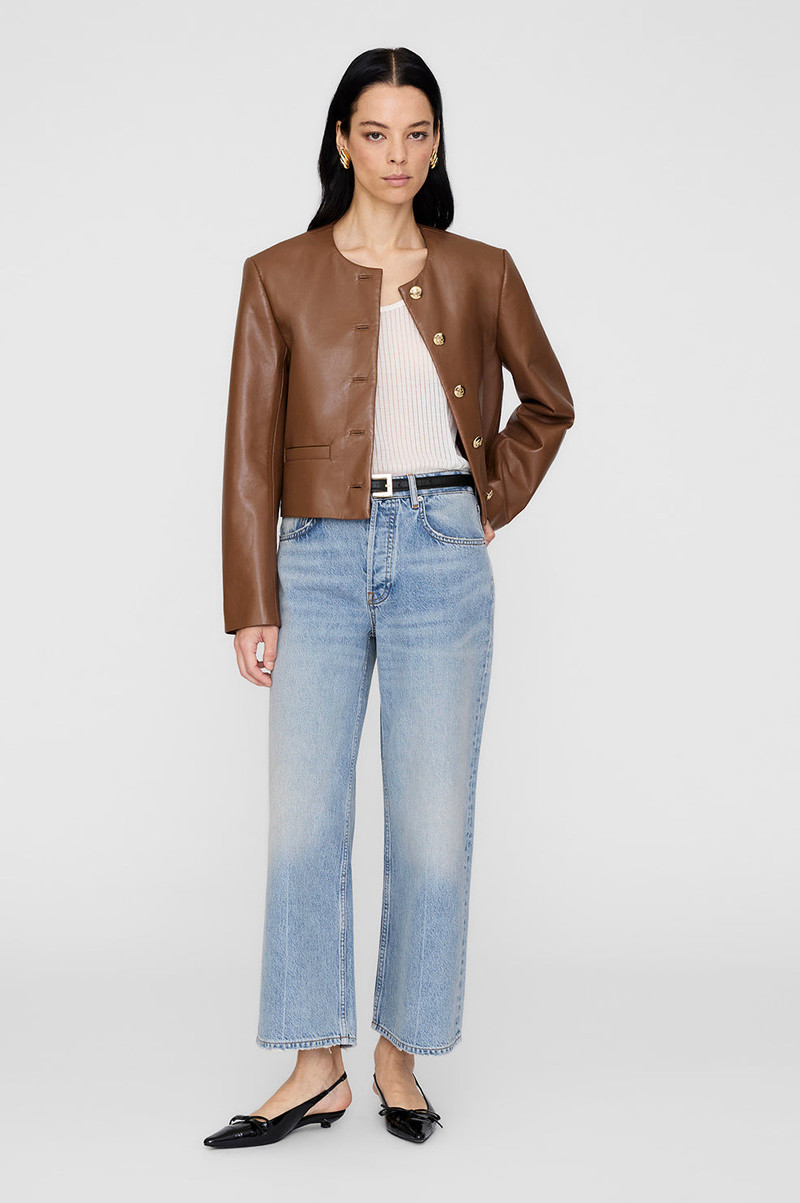 ANINE BING Amber Jacket - Cognac Recycled Leather outlook