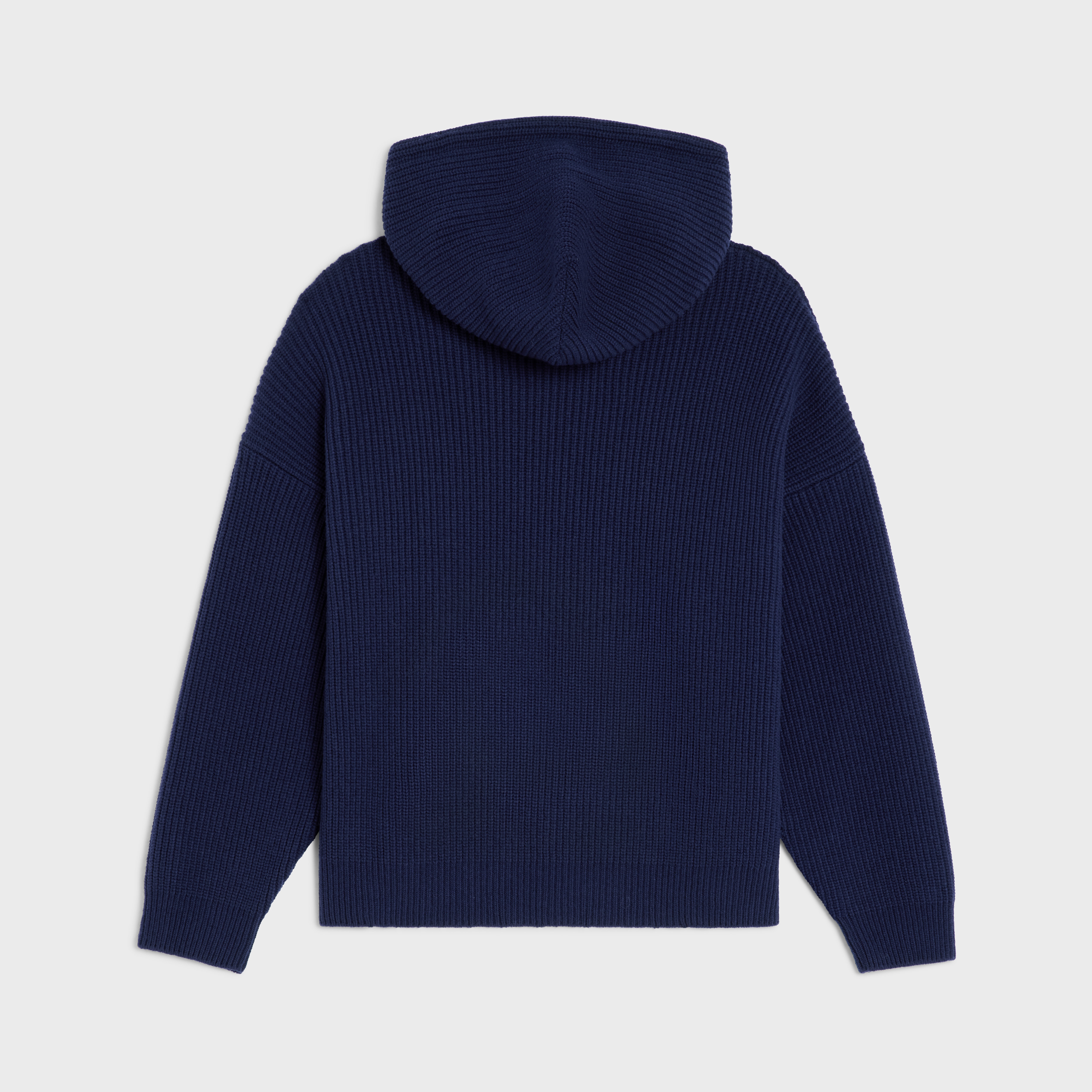 CELINE Celine hooded sweater in ribbed wool | REVERSIBLE