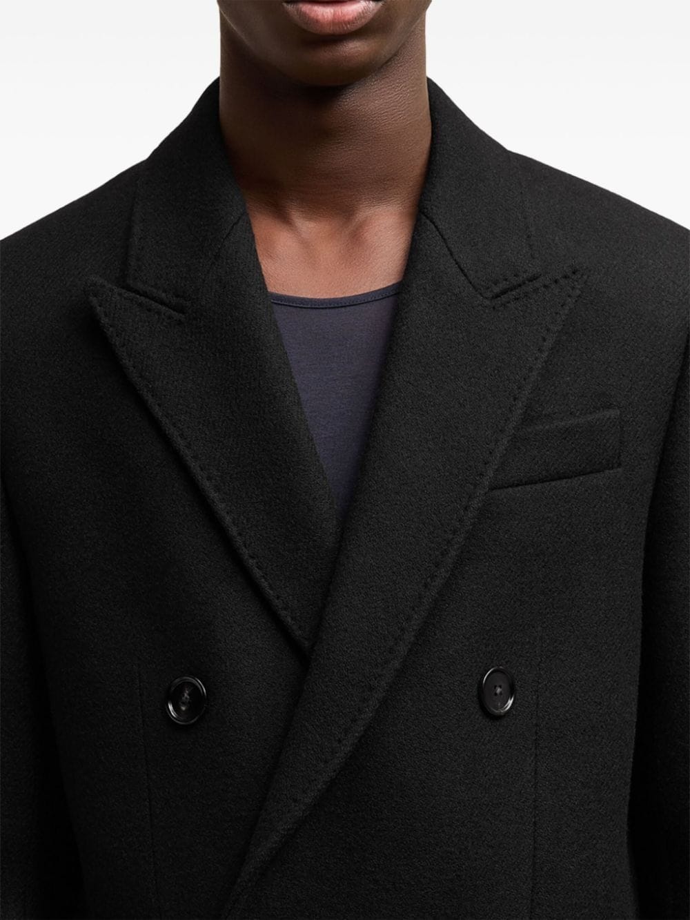 double breasted wool coat - 6