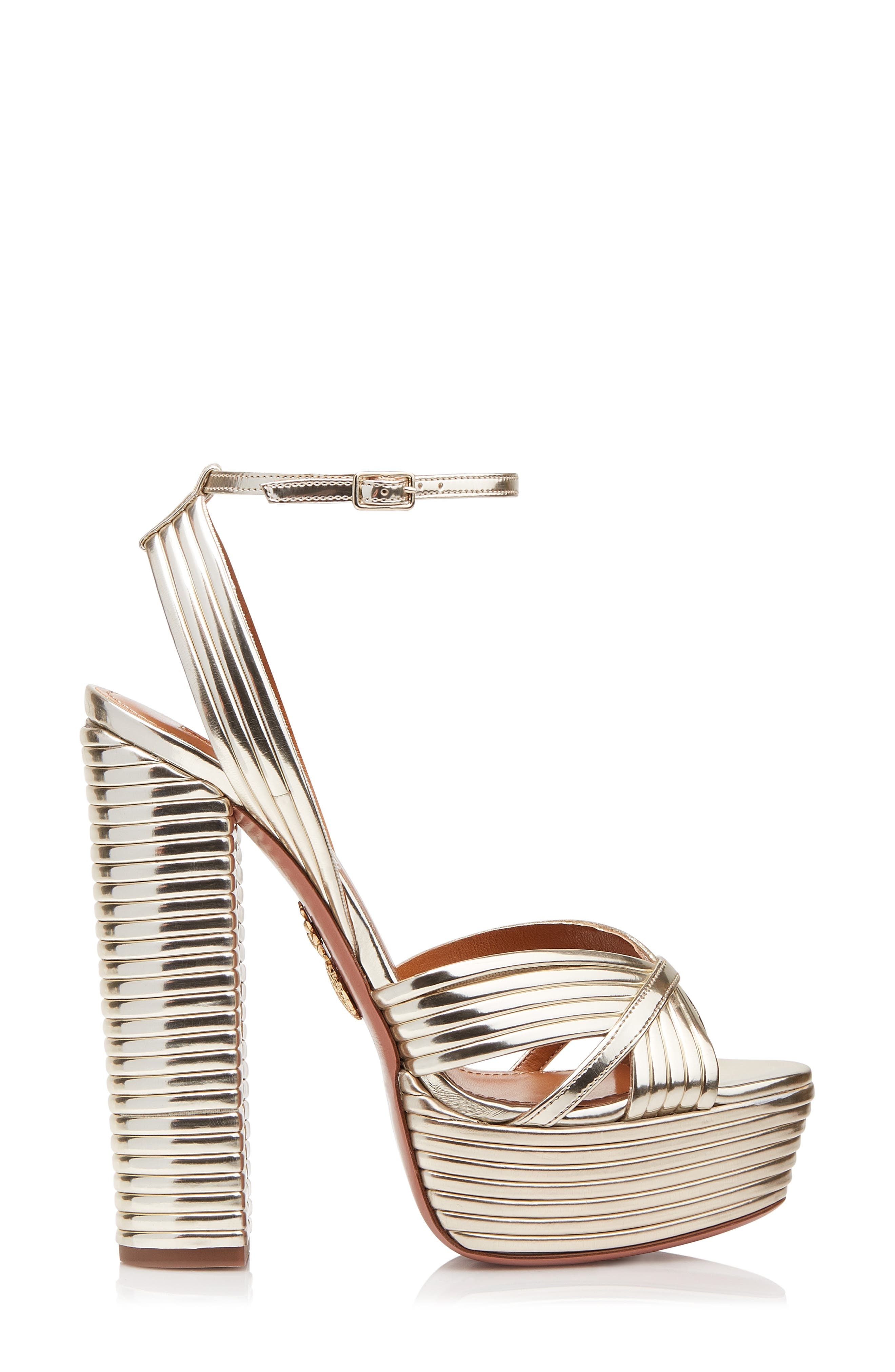 Aquazzura Platform Sandal in Light Gold at Nordstrom - 4