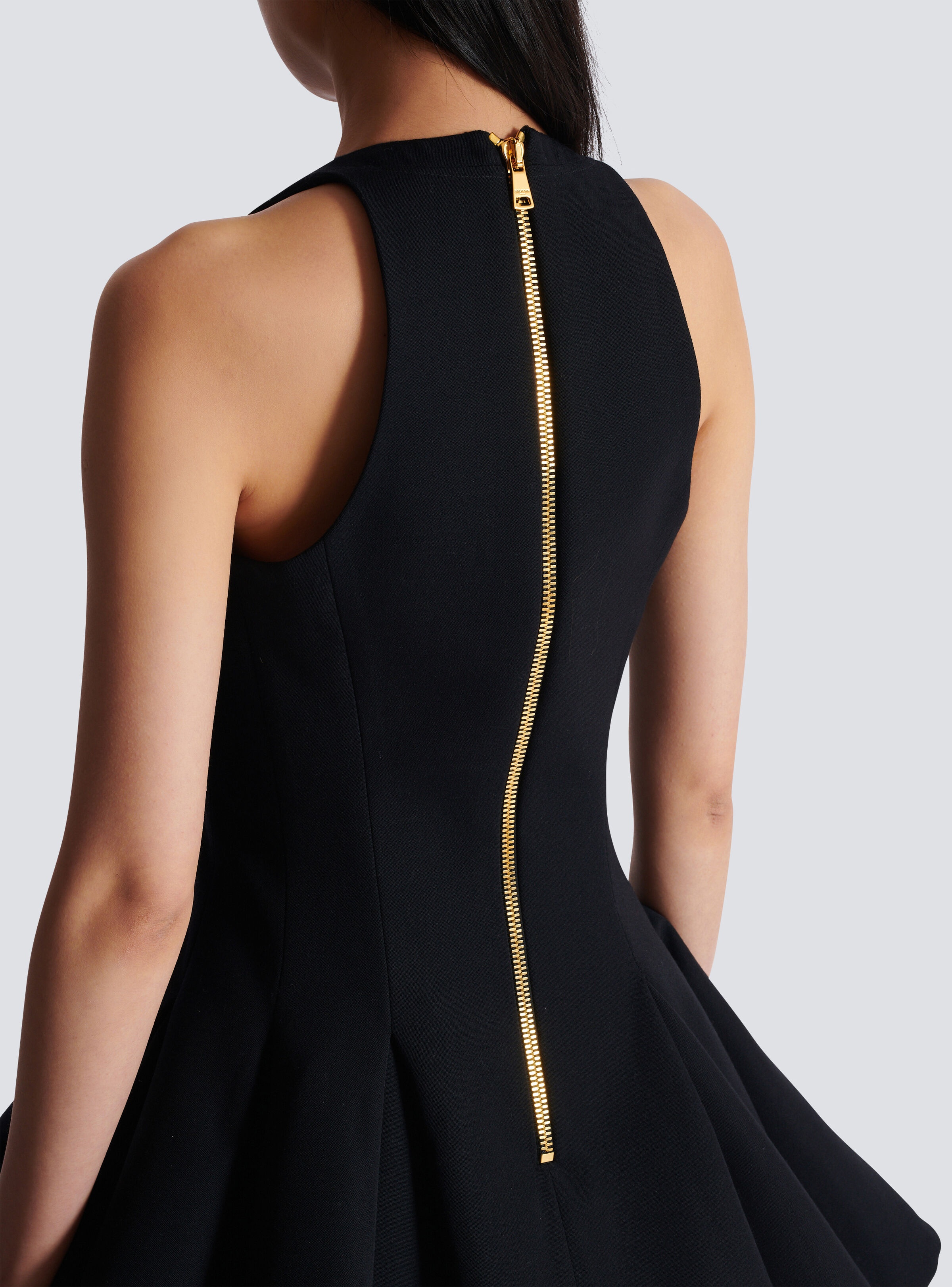 Flared pleated grain de poudre dress - 8