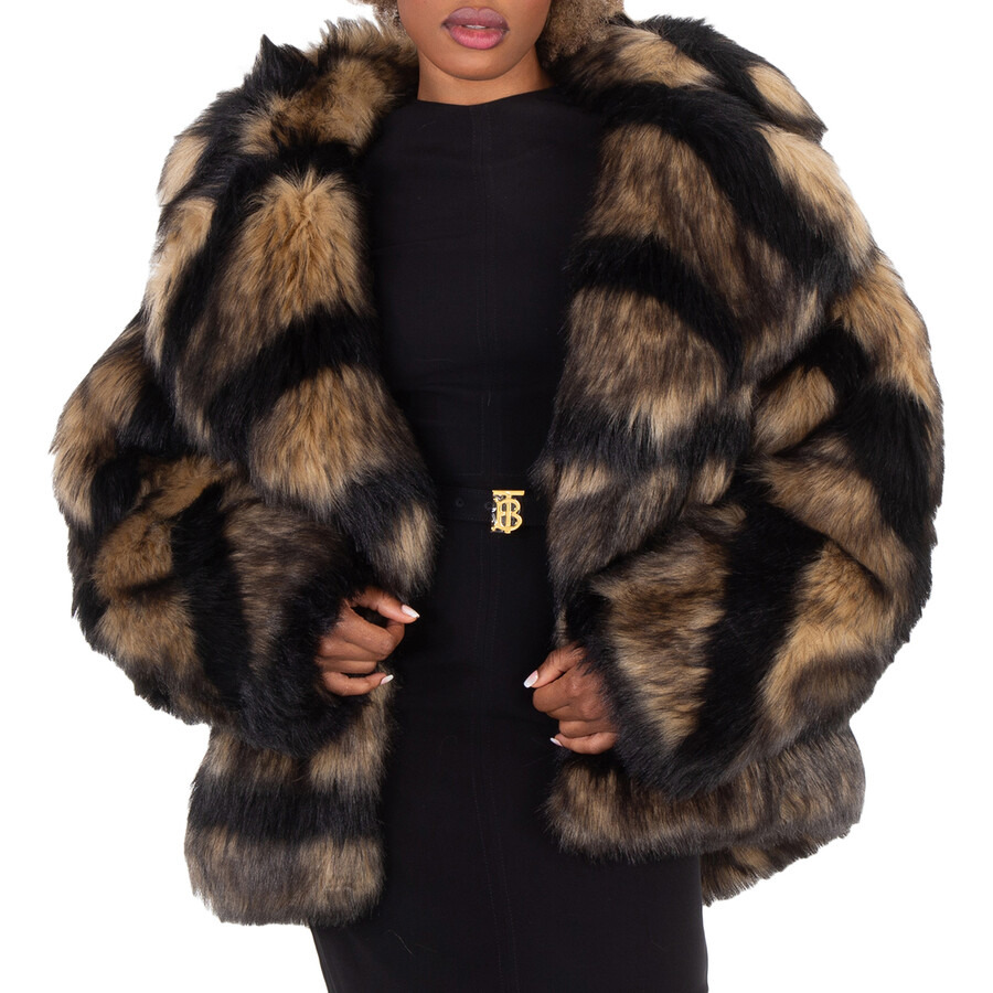 Burberry Striped Faux Fur Oversized Jacket - 3
