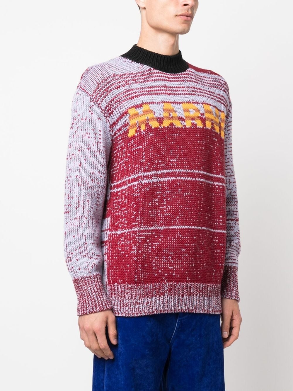 intarsia-knit-logo virgin-wool sweater - 3