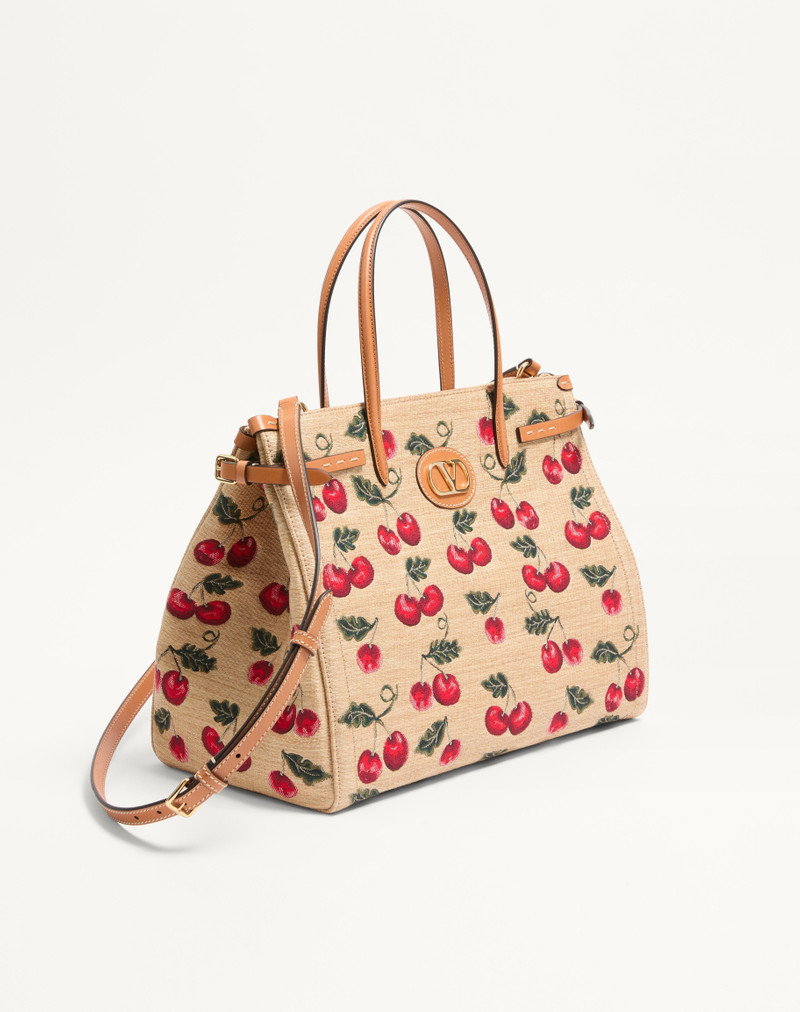 VALENTINO GARAVANI ANTIBES MEDIUM SHOPPING BAG IN JACQUARD SYNTHETIC RAFFIA 3