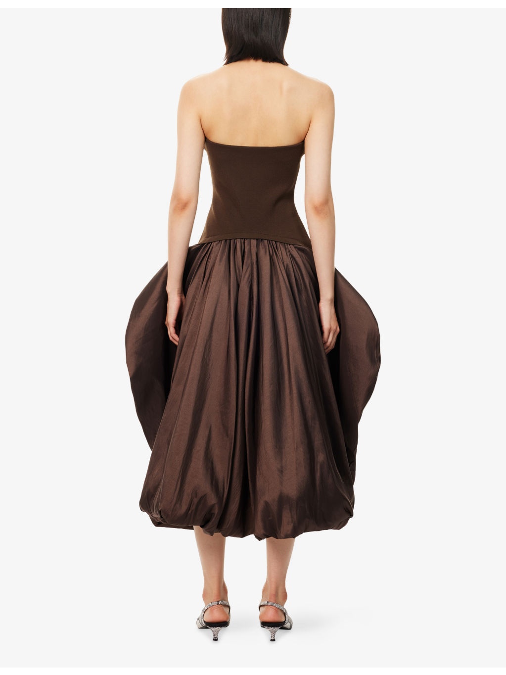 Izzy Pouf-Skirt Knitted And Woven Midi Dress - 4