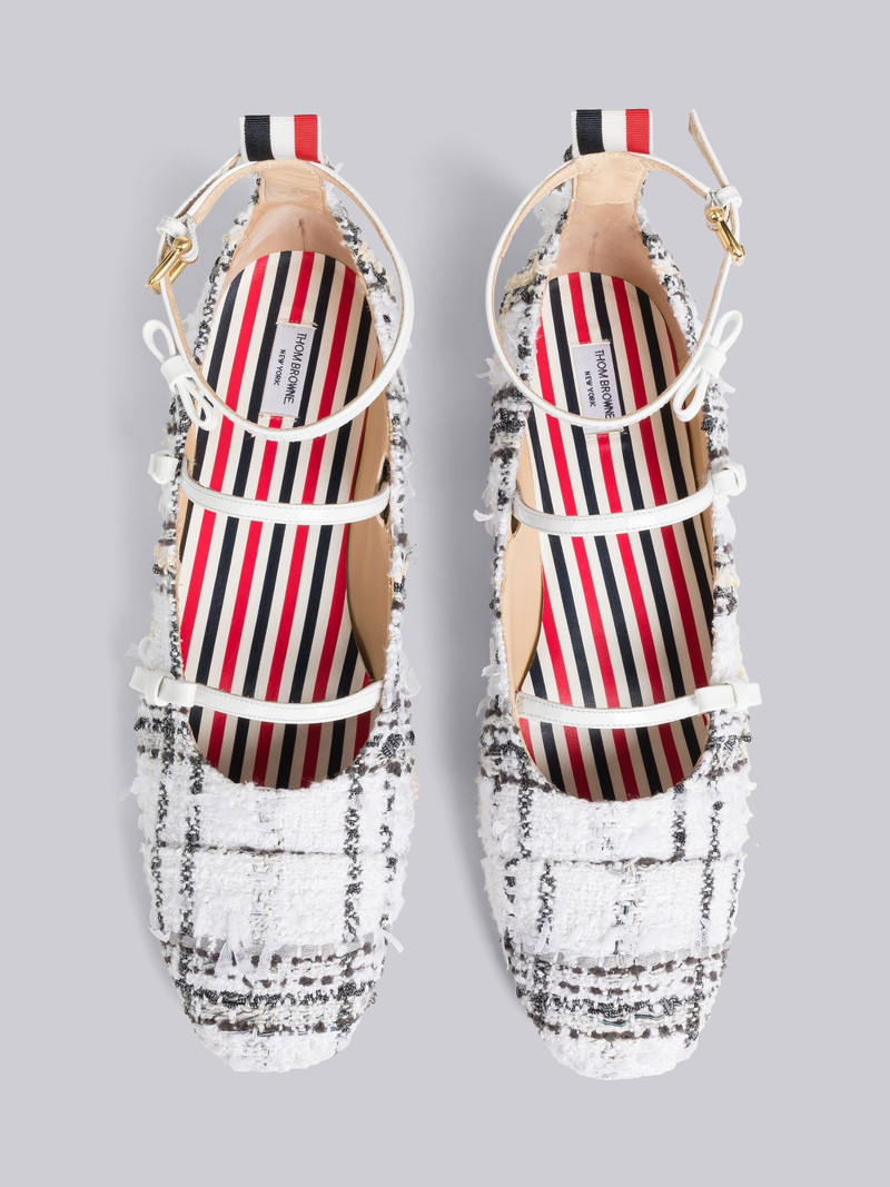 Plaid Ribbon Tweed Bow Strap Ballet Flat 4